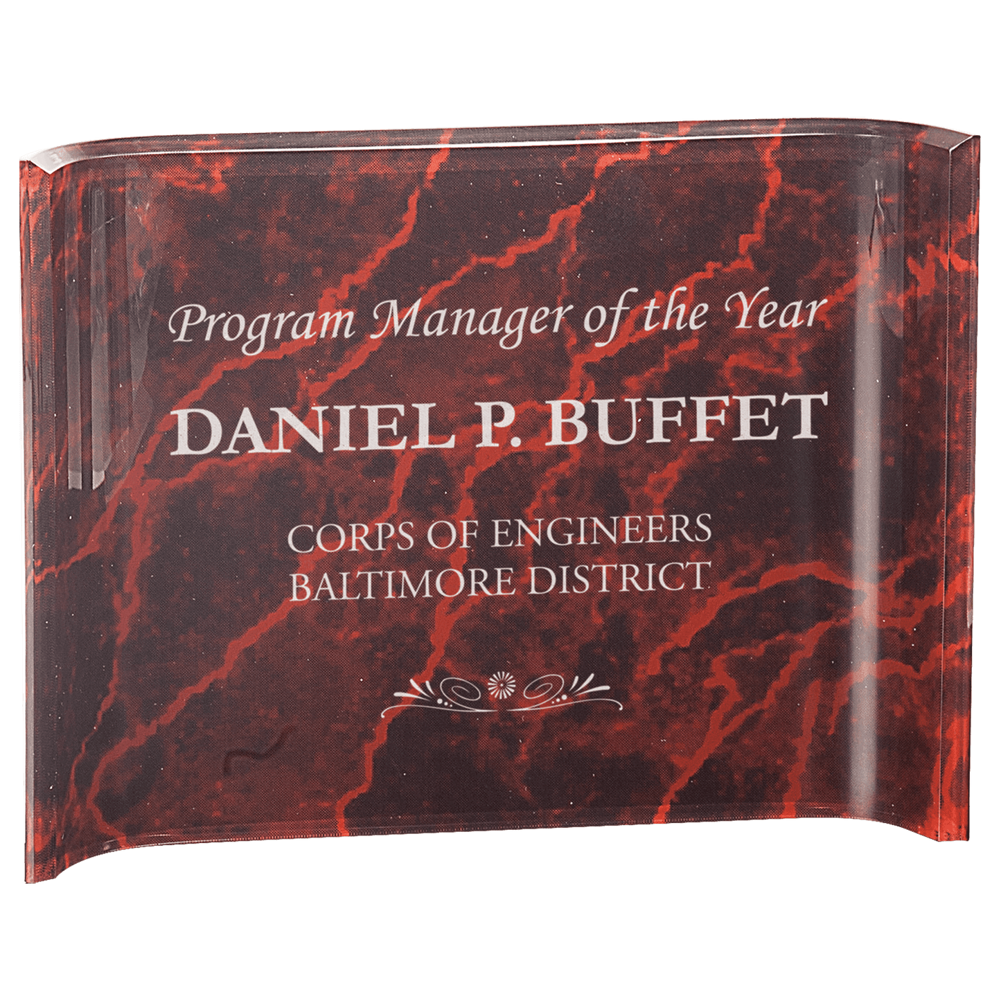 Red Marbleized Acrylic Crescent