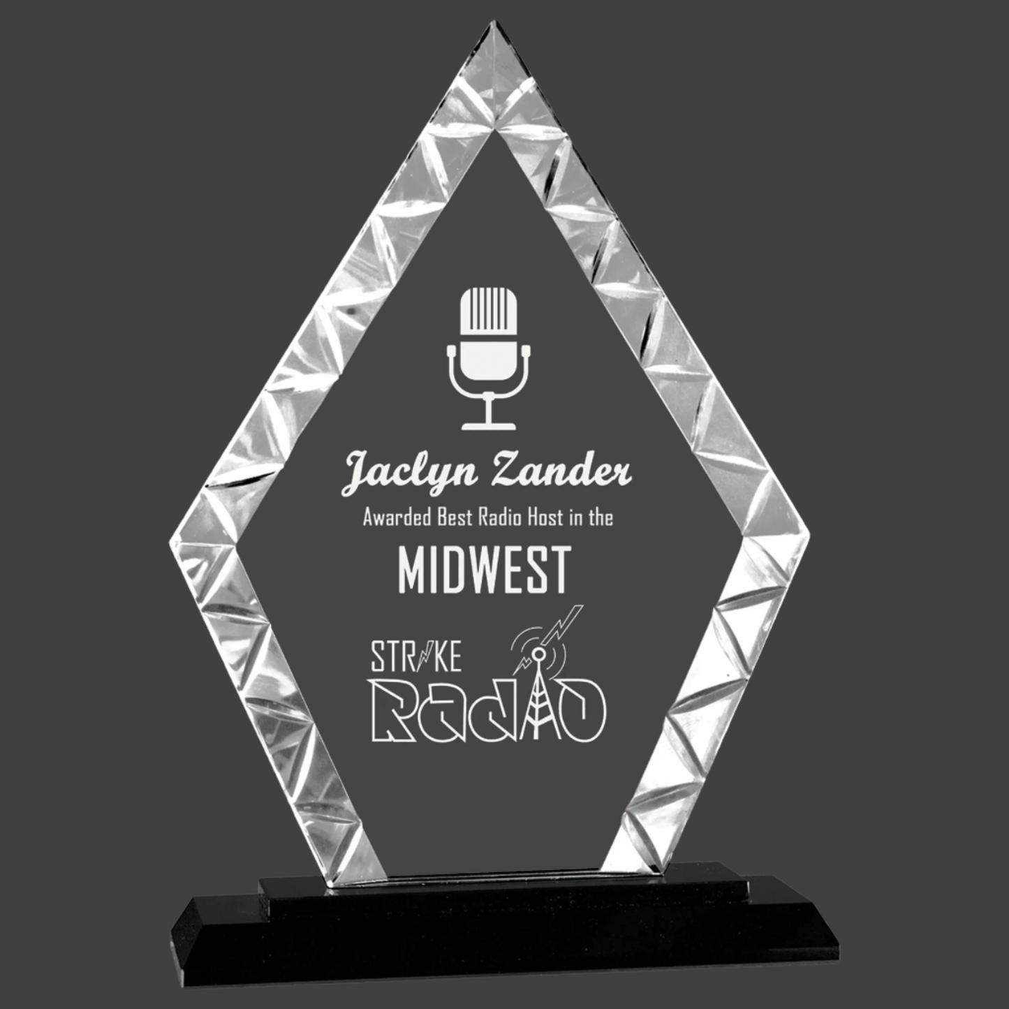 Diamond Accent Glass On Black Base