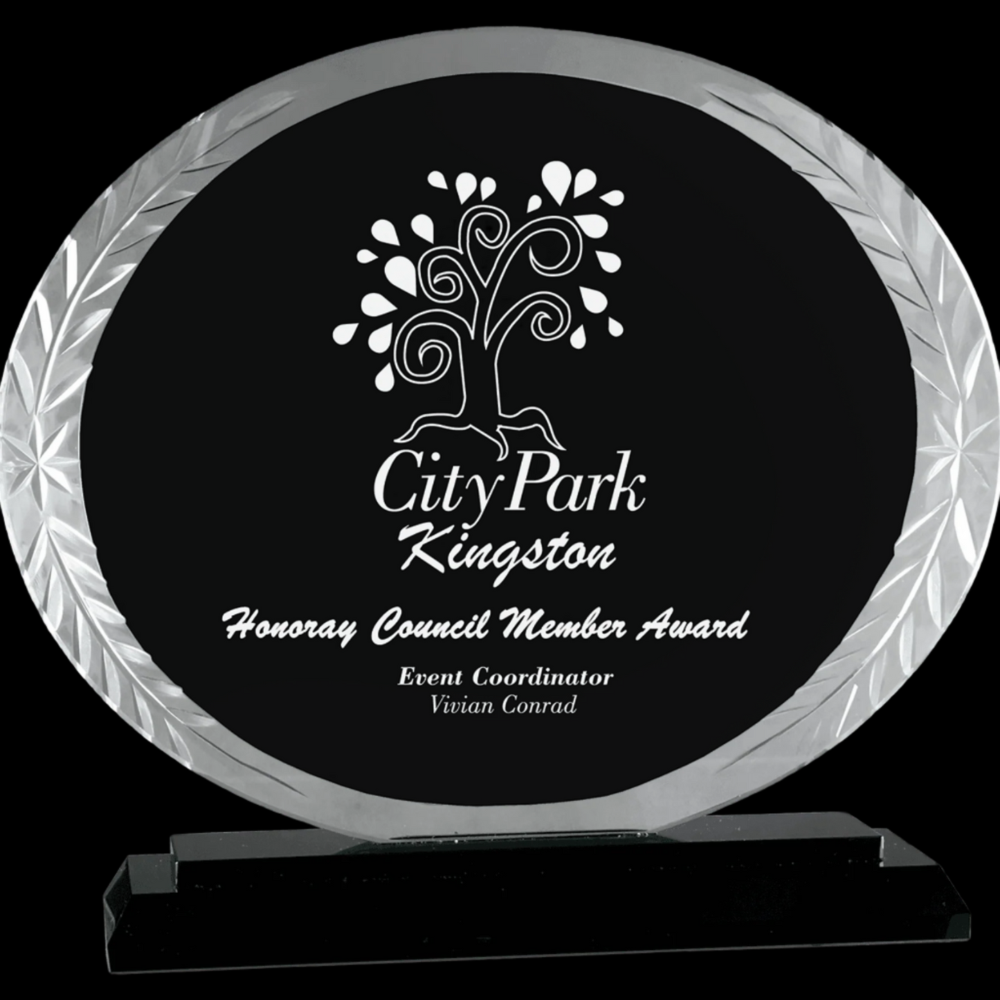 Oval Accent Glass On Black Base