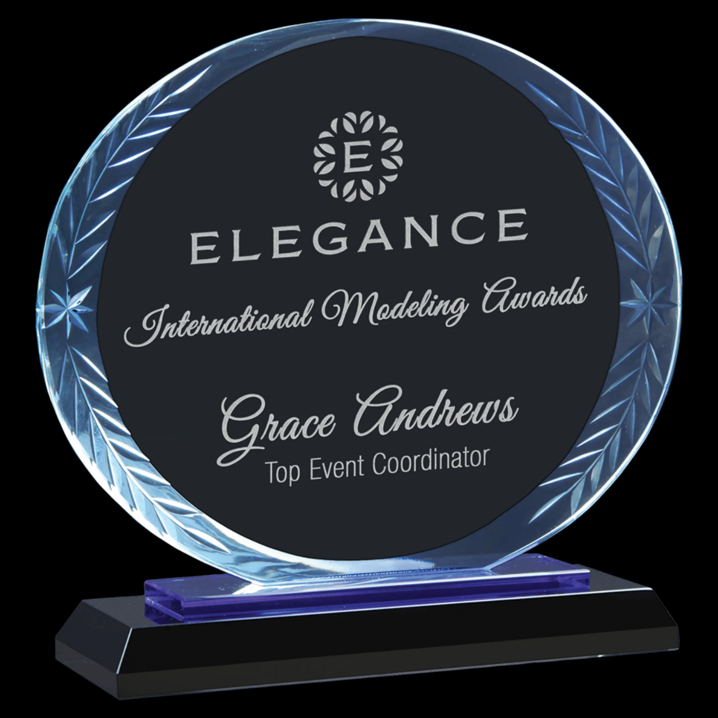 Oval Accent Glass On Blue & Black Base