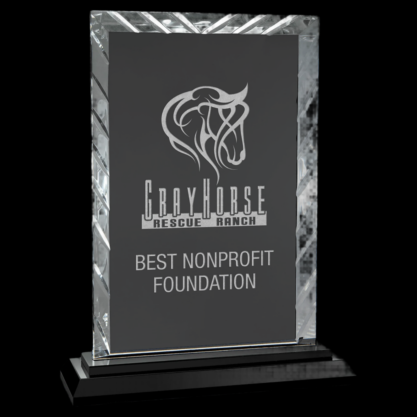 Rectangle Accent Glass On Black Base