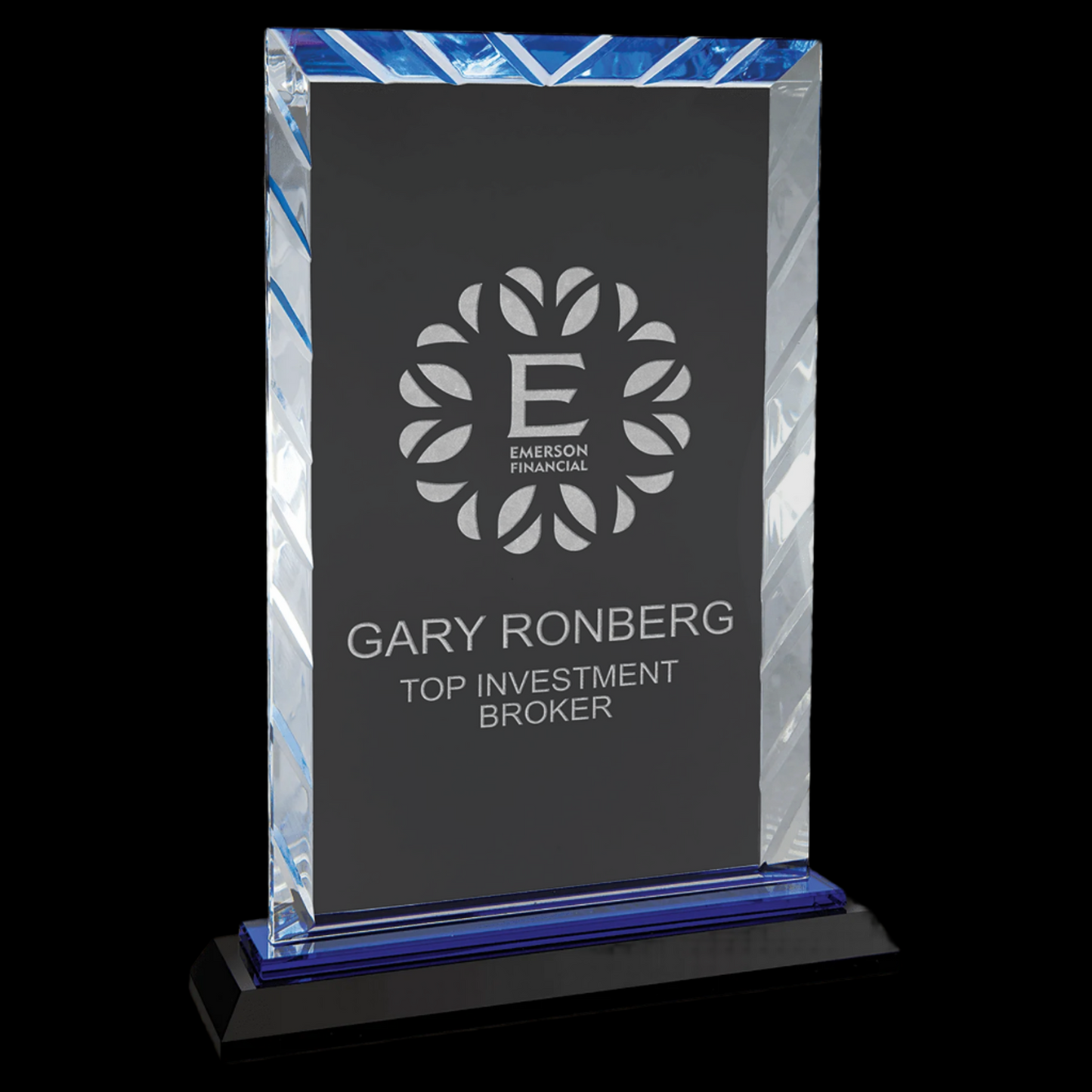 Rectangle Accent Glass On Blue Base