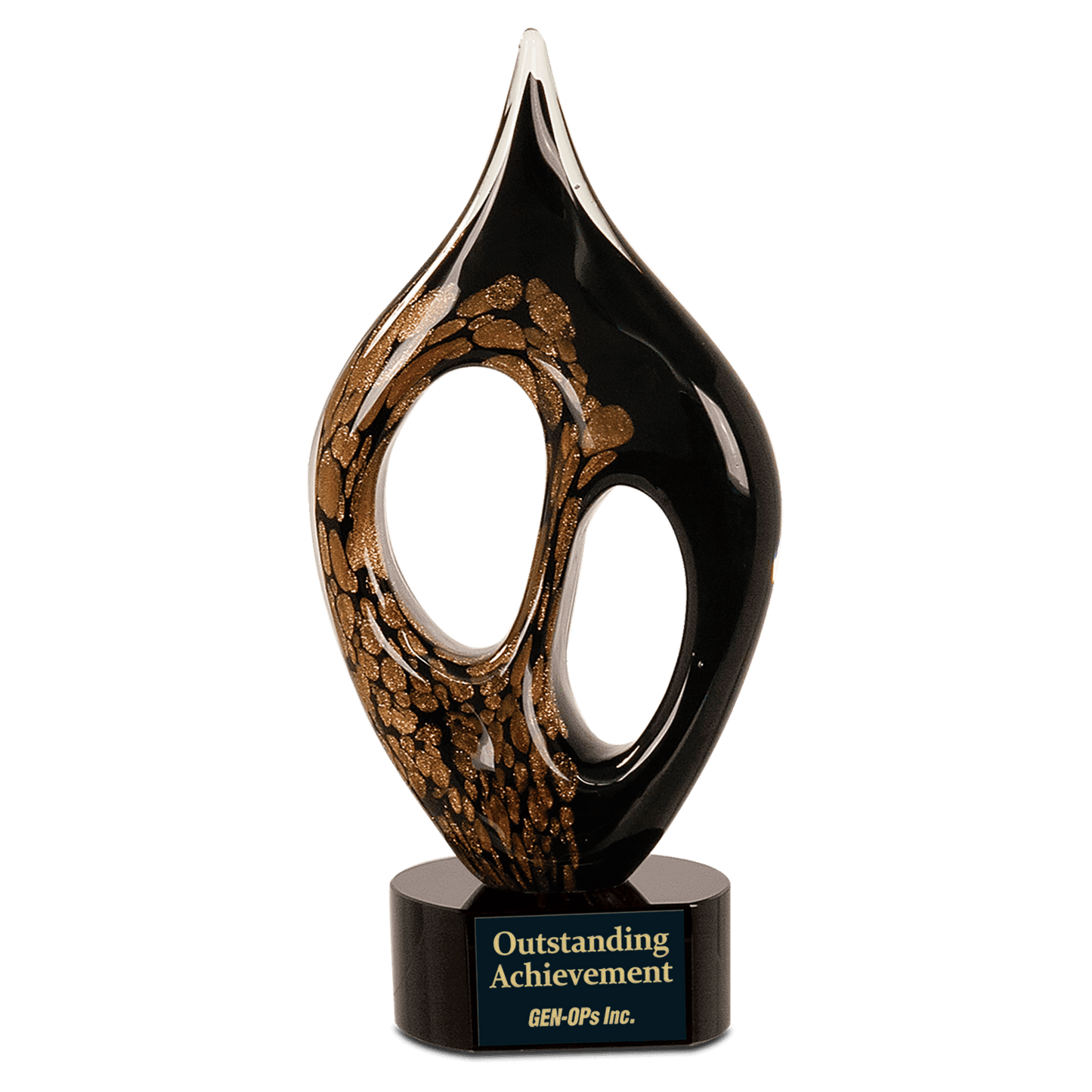 10.25" Black & Gold Coral Art Glass