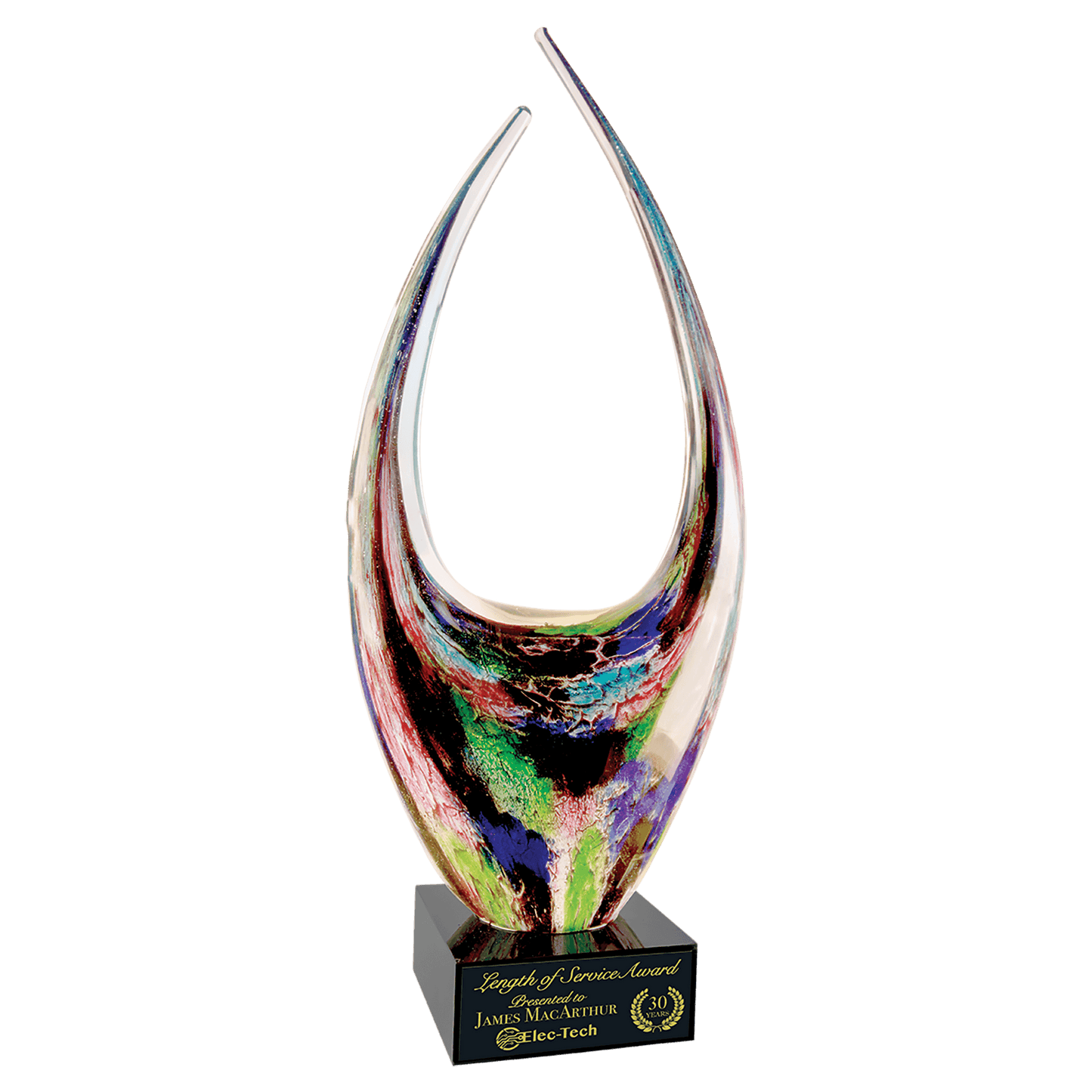 16.75" Dual Rising Art Glass with Square Black Base