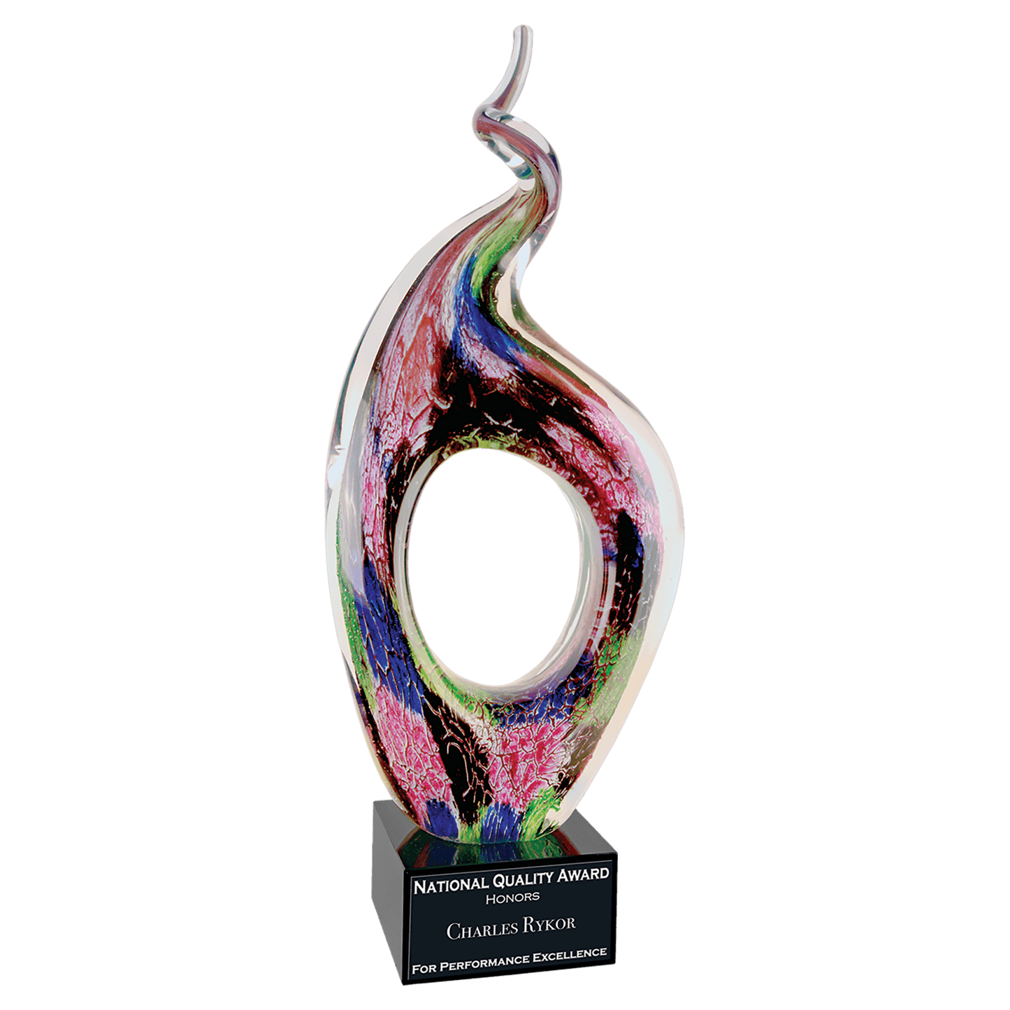 13.5" Twist Top Art Glass with Square Black Base