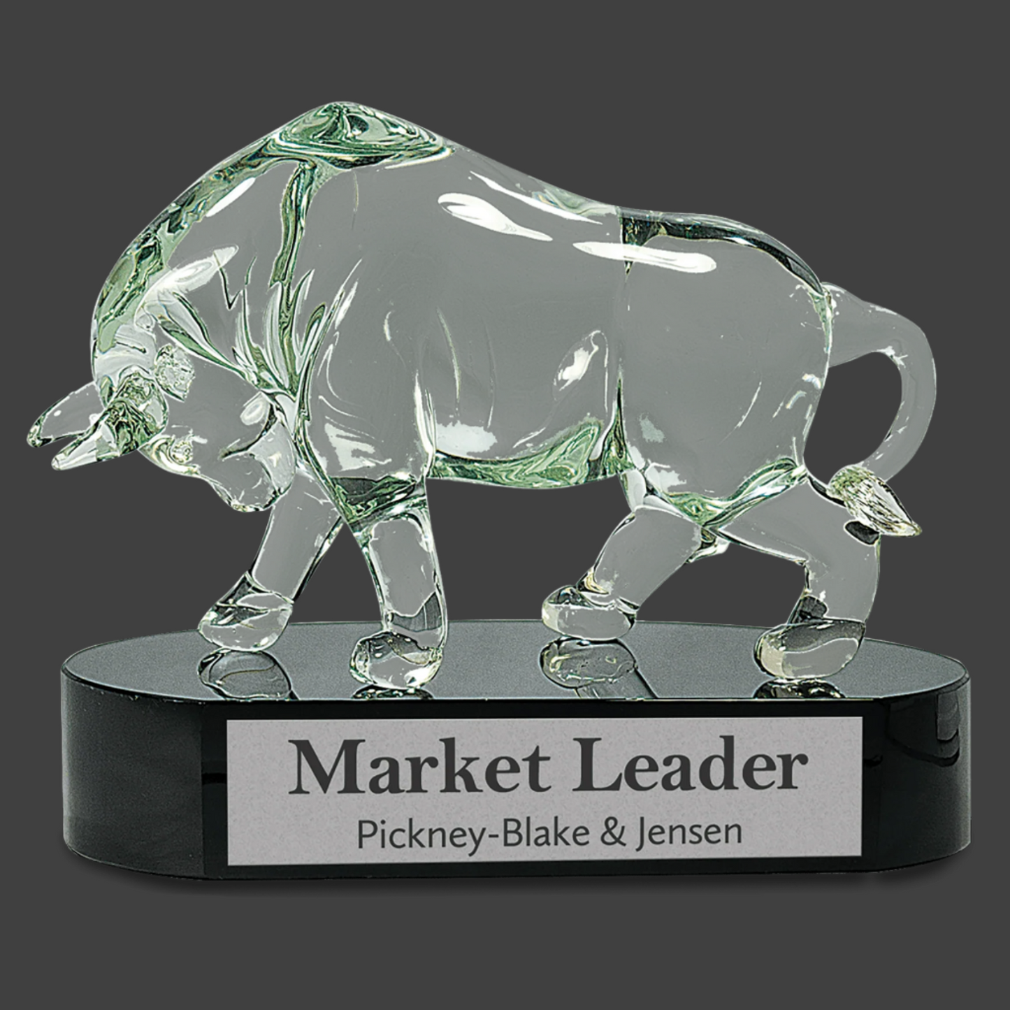 7.5" Clear Art Glass Bull