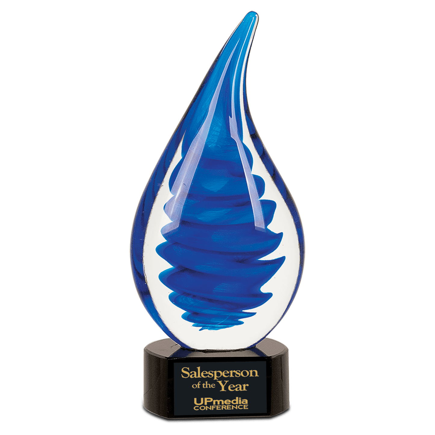 10.25" Blue Twist Raindrop Art Glass