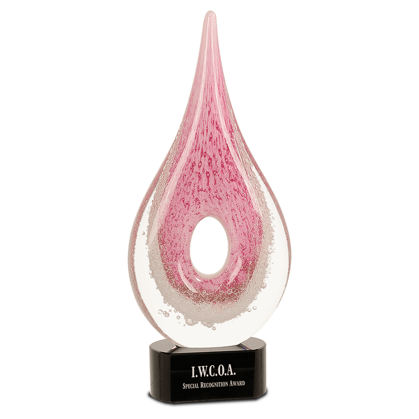 12" Pink Round Window Raindrop Art Glass