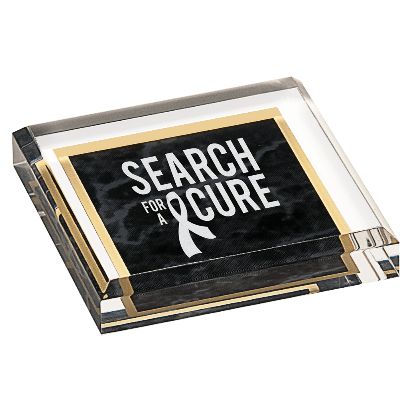 Black Marbleized Acrylic Paperweight