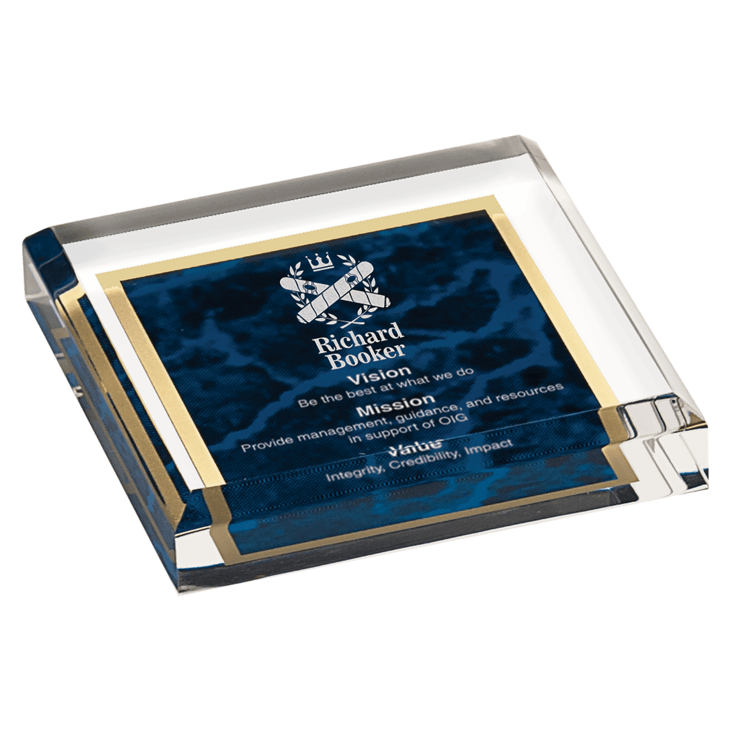 Blue Marbleized Paperweight Acrylic