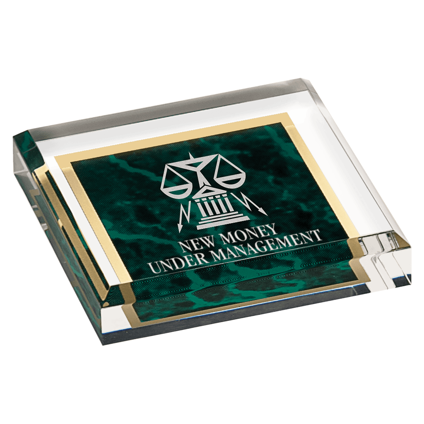 Green Marbleized Acrylic Paperweight