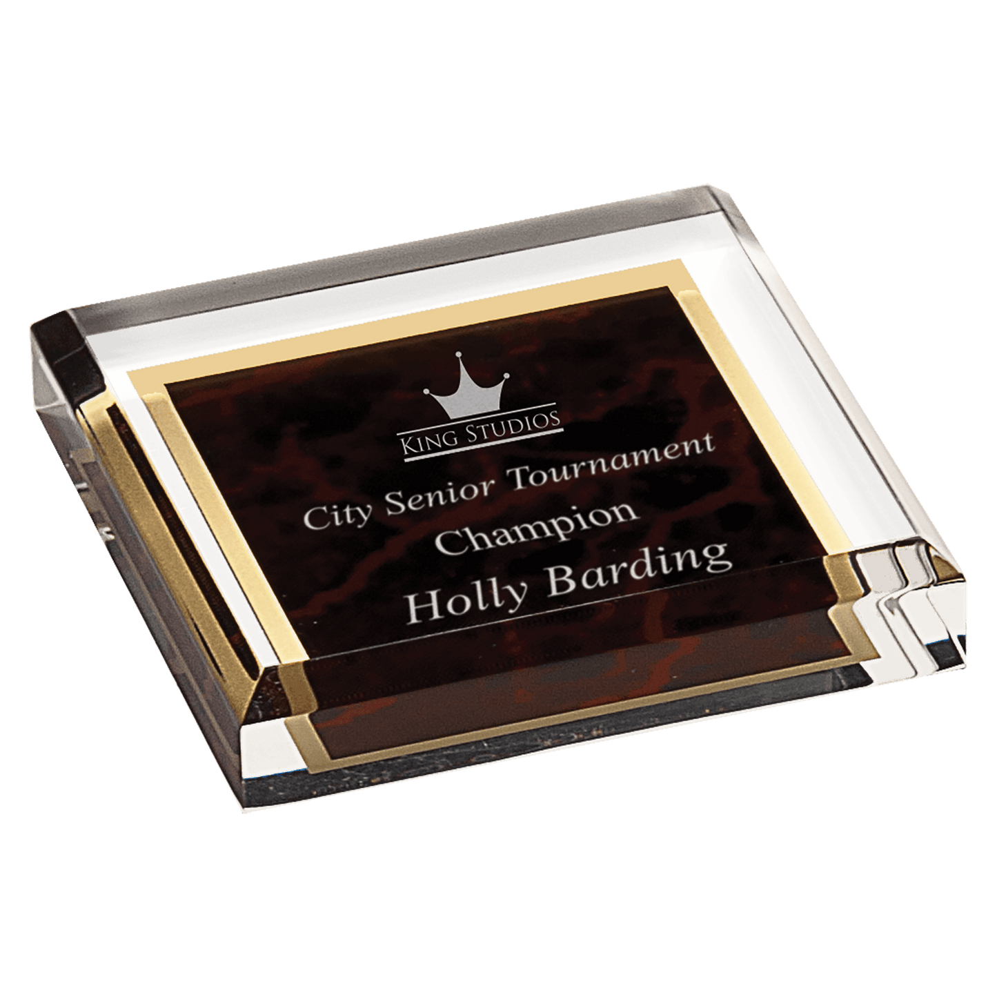 Red Marbleized Acrylic Paperweight