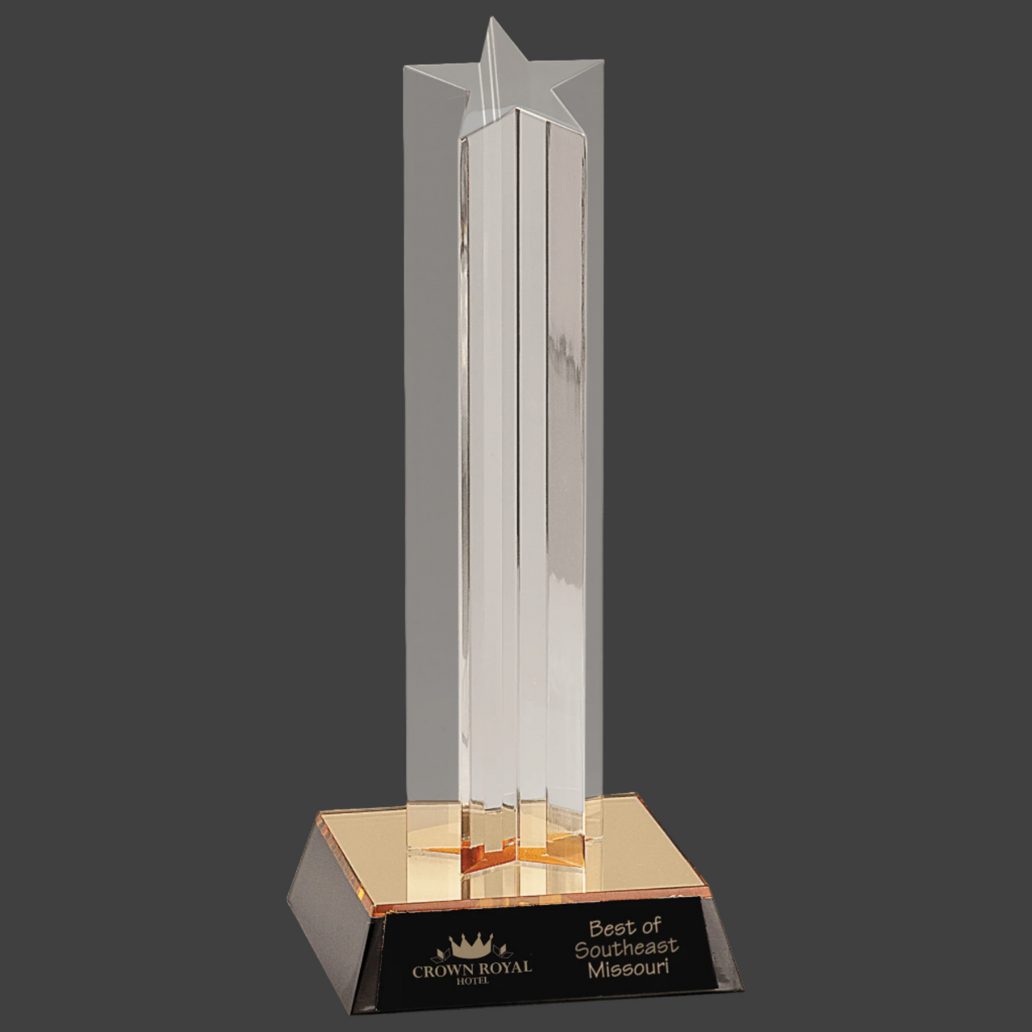 Clear Single Star Column Acrylic with Gold/Black Base