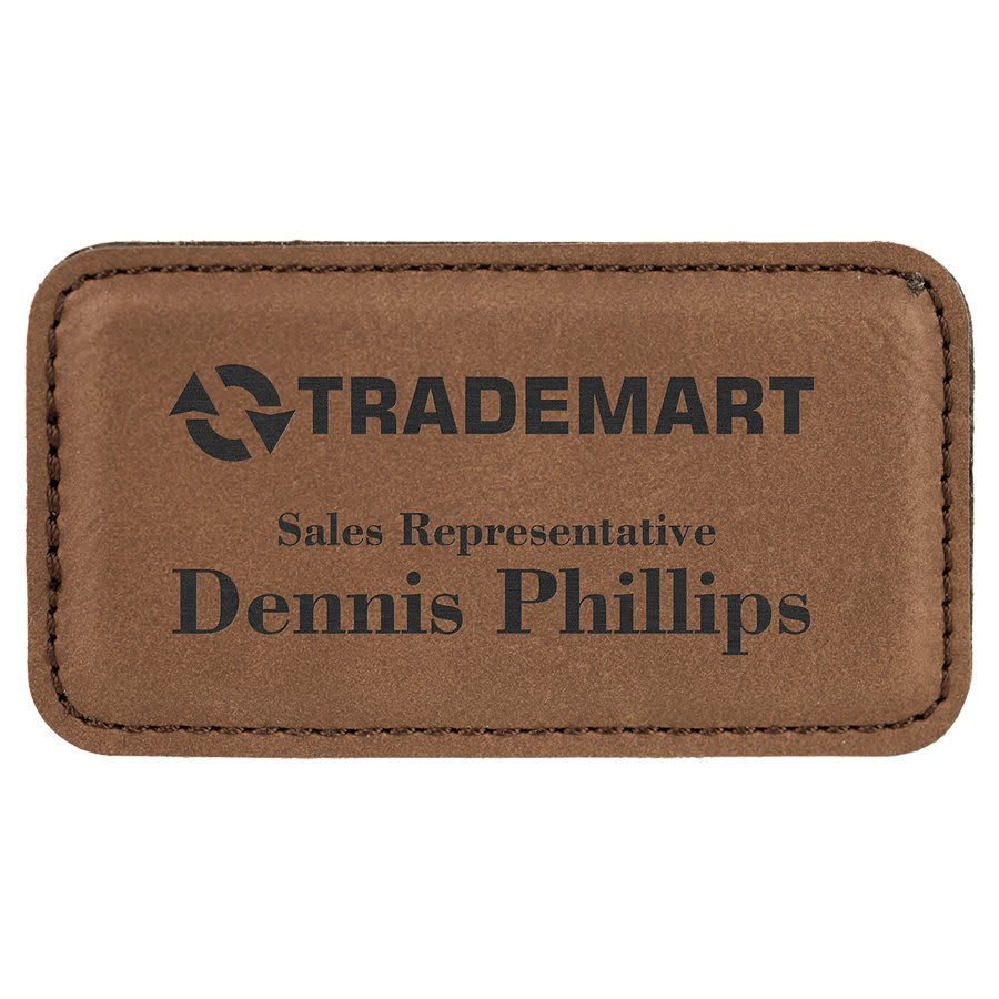 Dark Brown Leatherette Badge with Magnet
