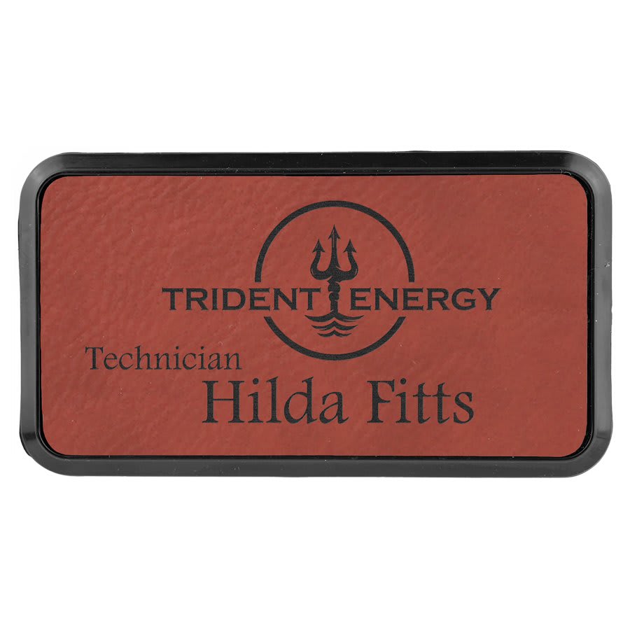 Rose Leatherette Round Corner Badge & Frame