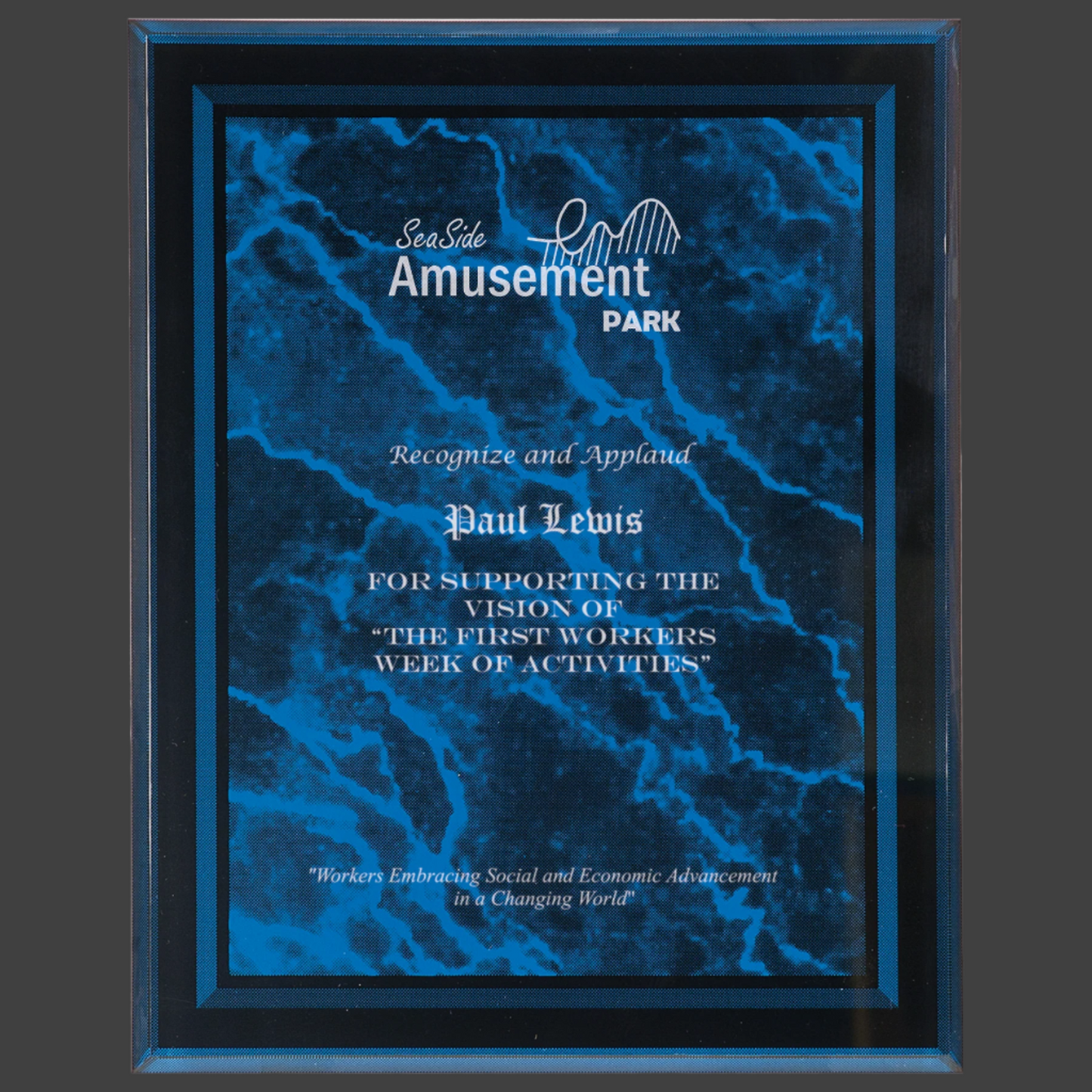 Blue Marble Border Clear-Plaq Acrylic