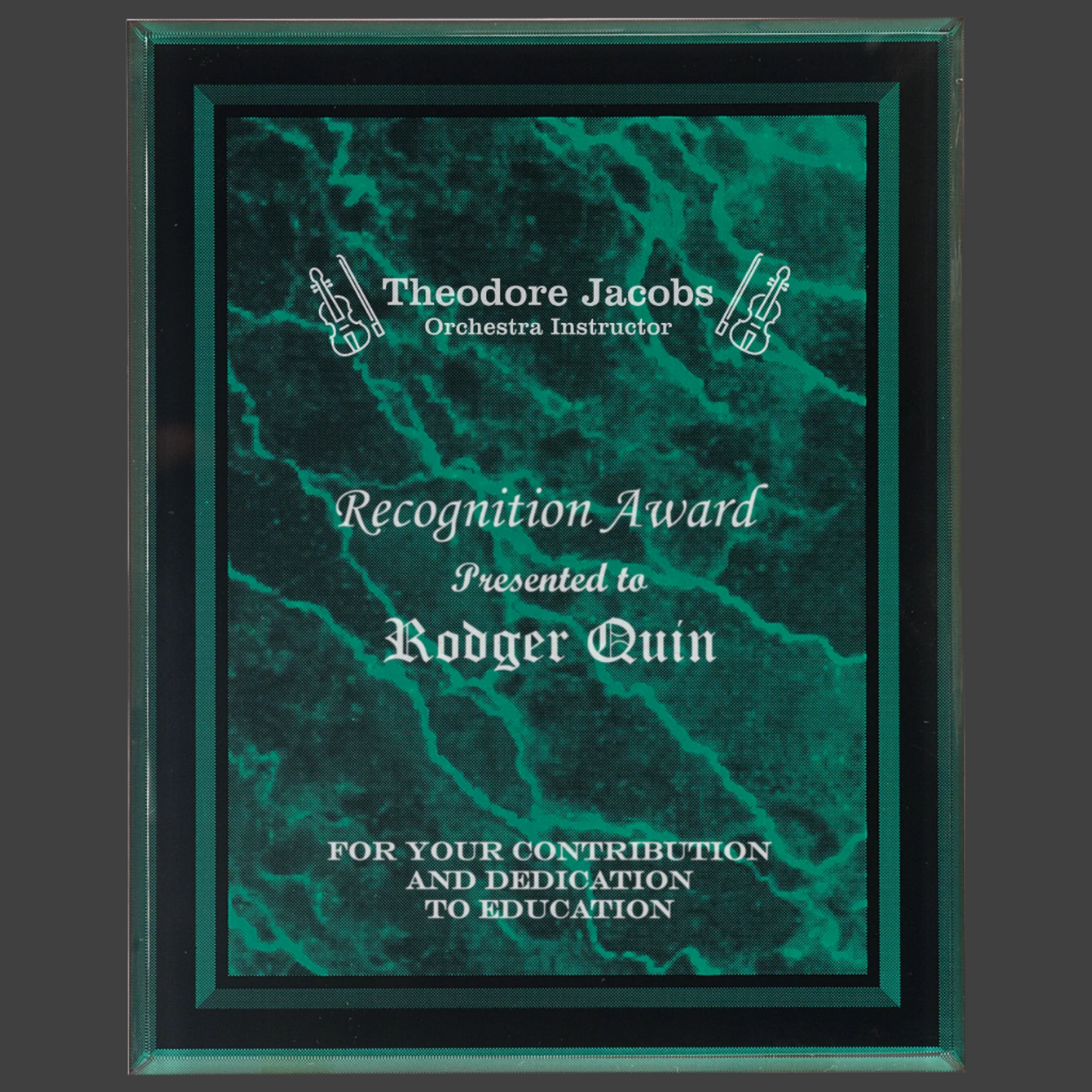 Green Marble Border Clear-Plaq Acrylic