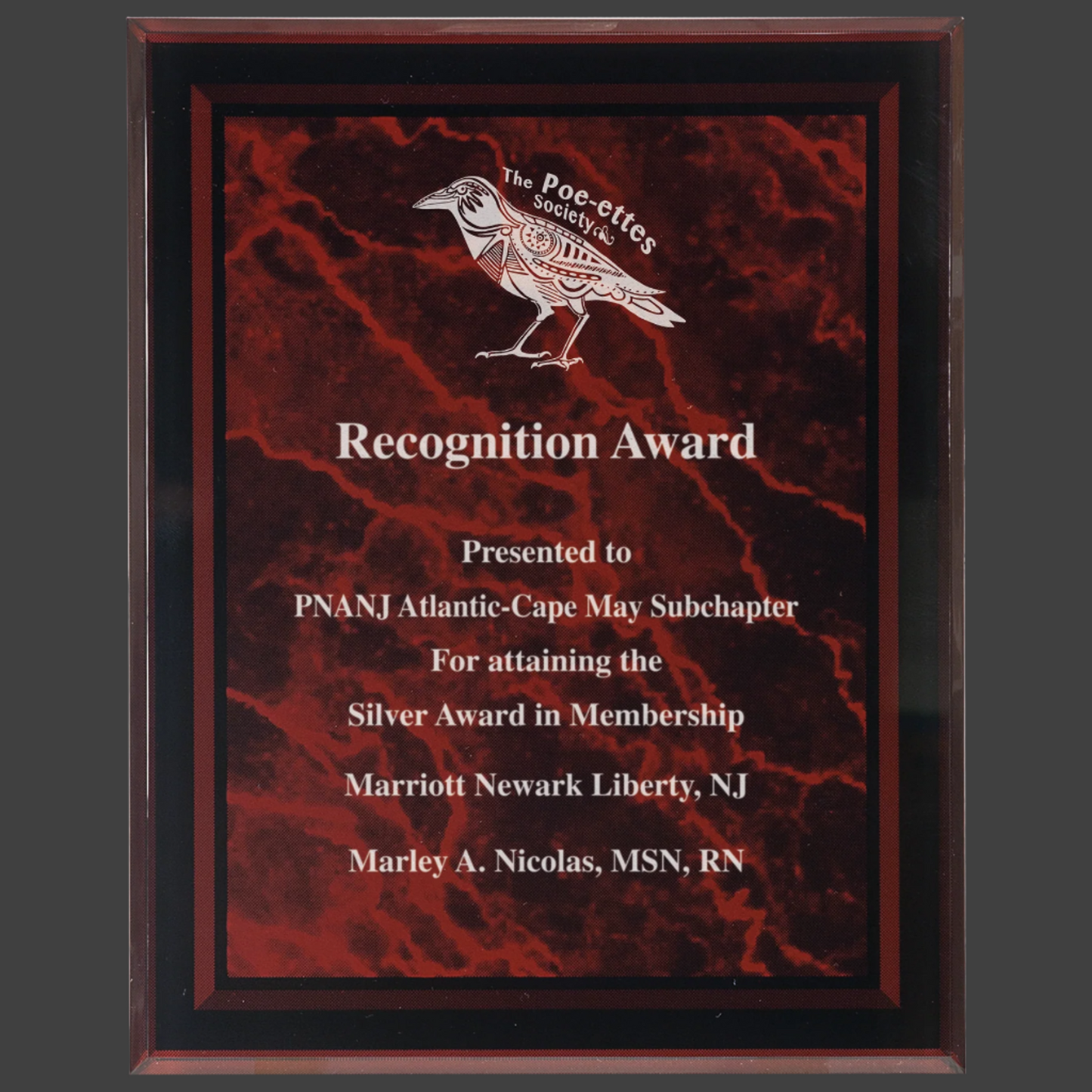 Red Marble Border Clear-Plaq Acrylic