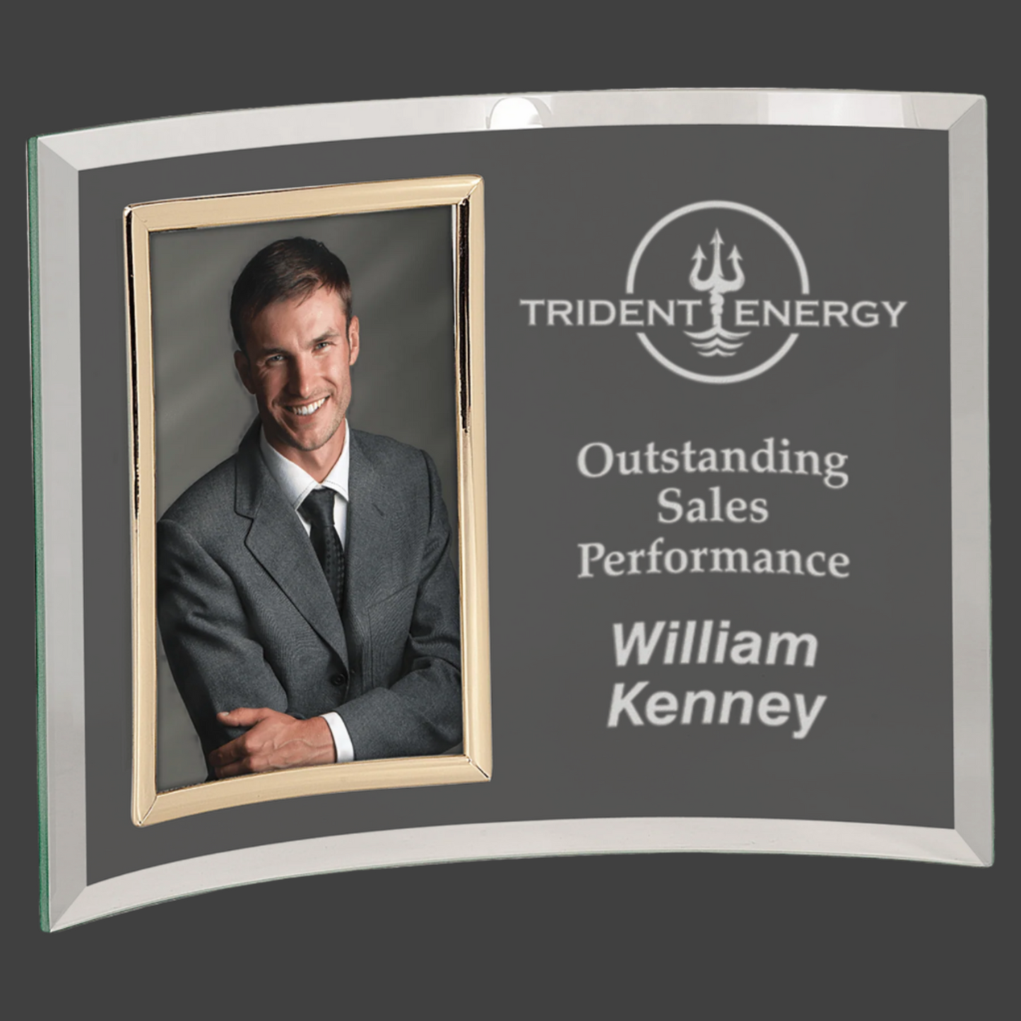 11" x 8" Jade Glass Crescent with 4" x 6" Picture Frame