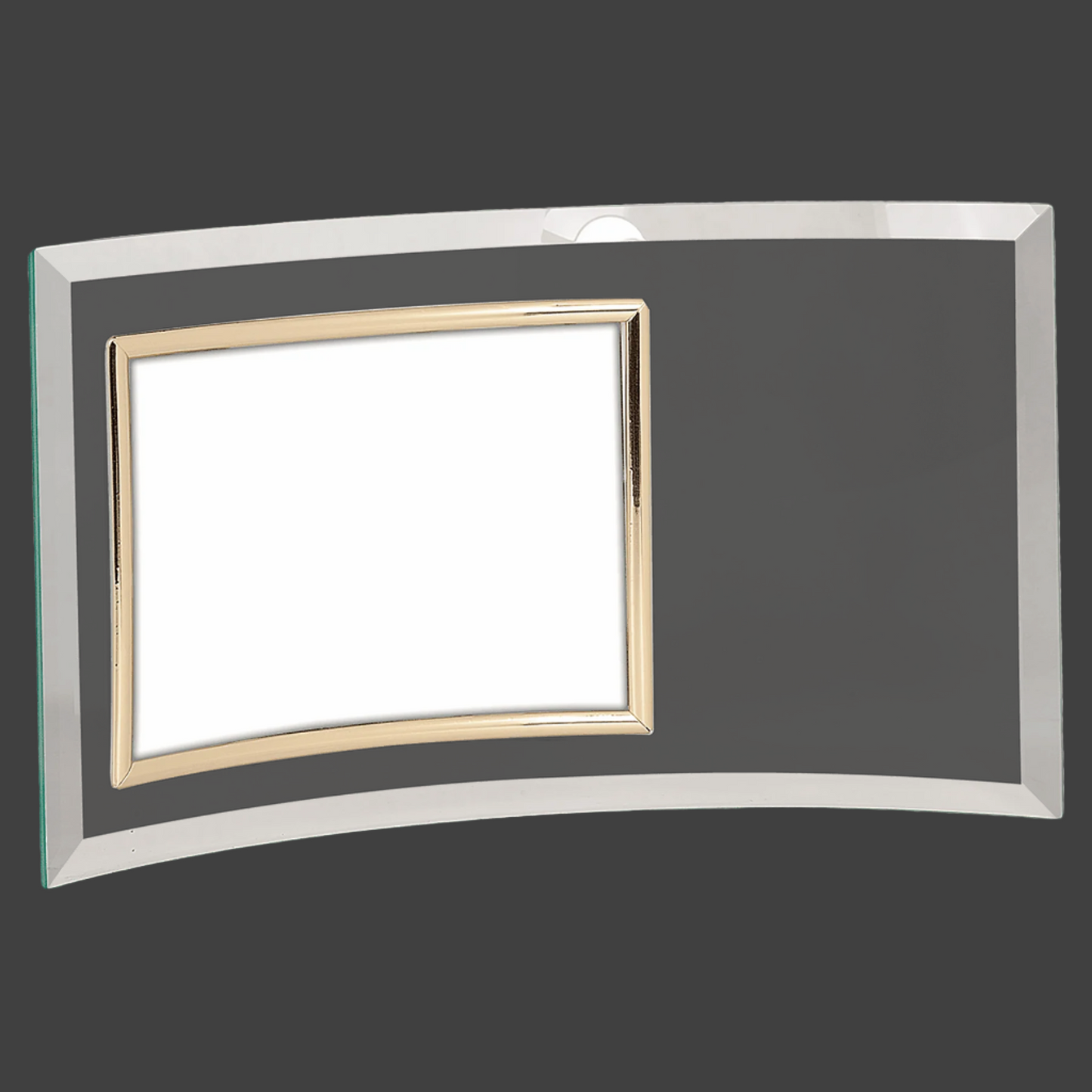 13" x 7.5" Jade Glass Crescent with 7" x 5" Picture Frame