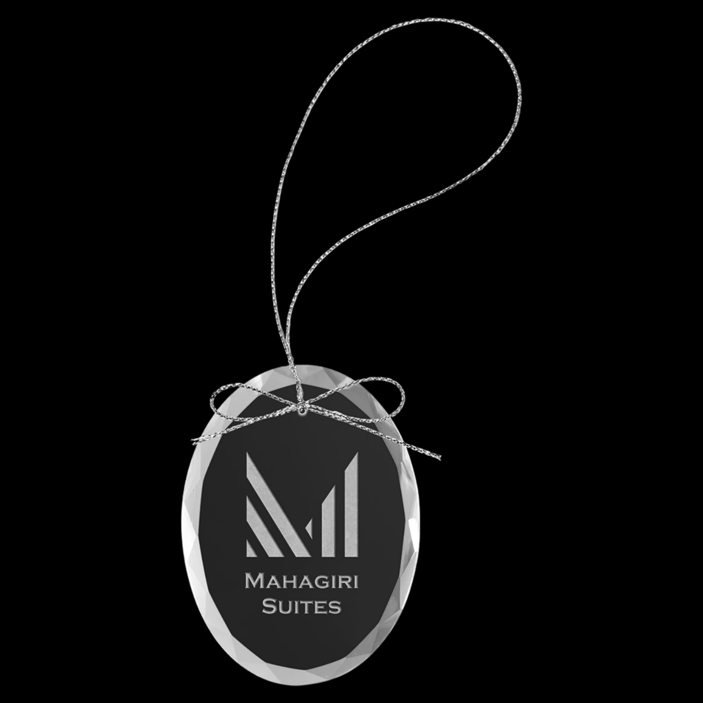 3.25" Clear Oval Glass Ornament with String