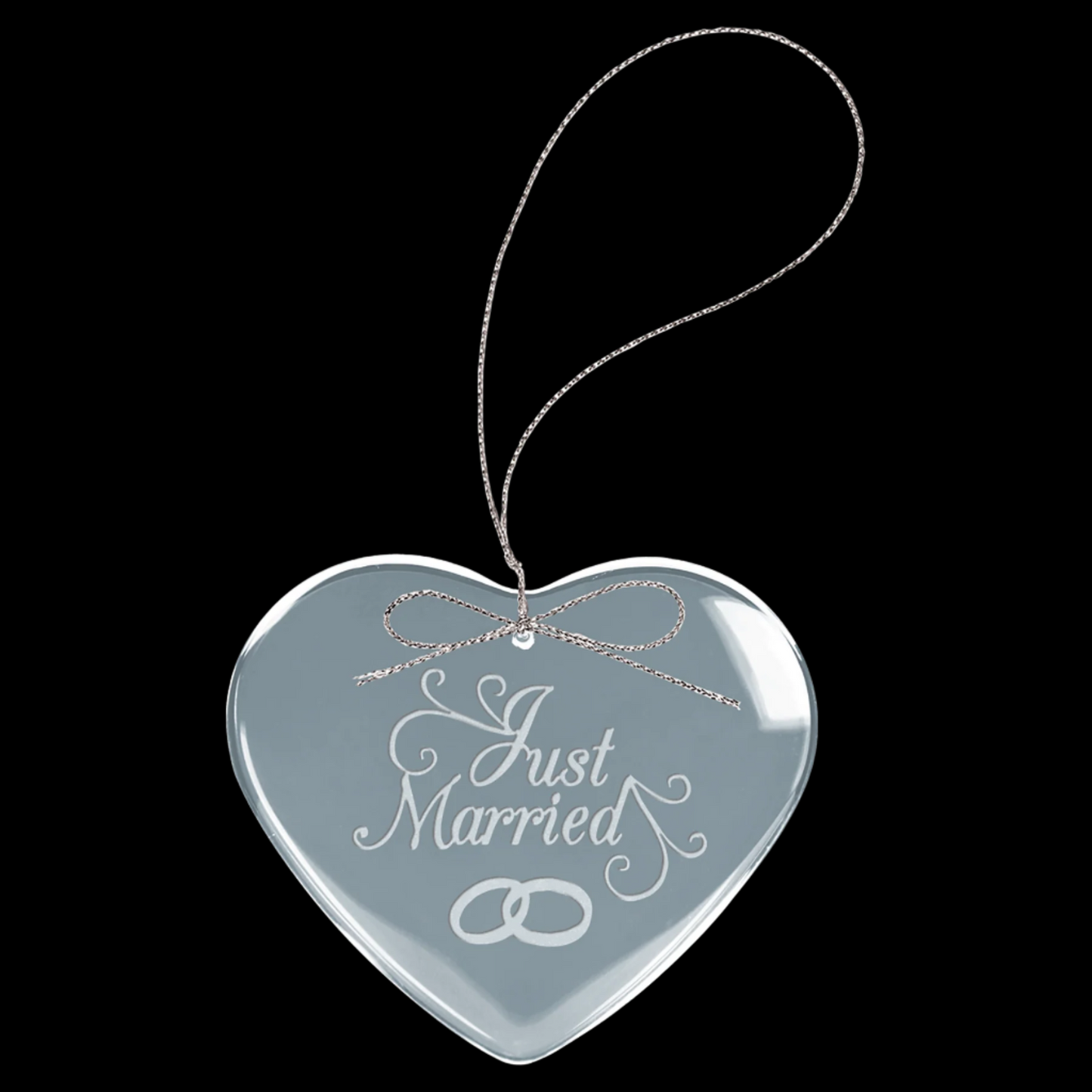 3" Clear Heart Glass Ornament with String