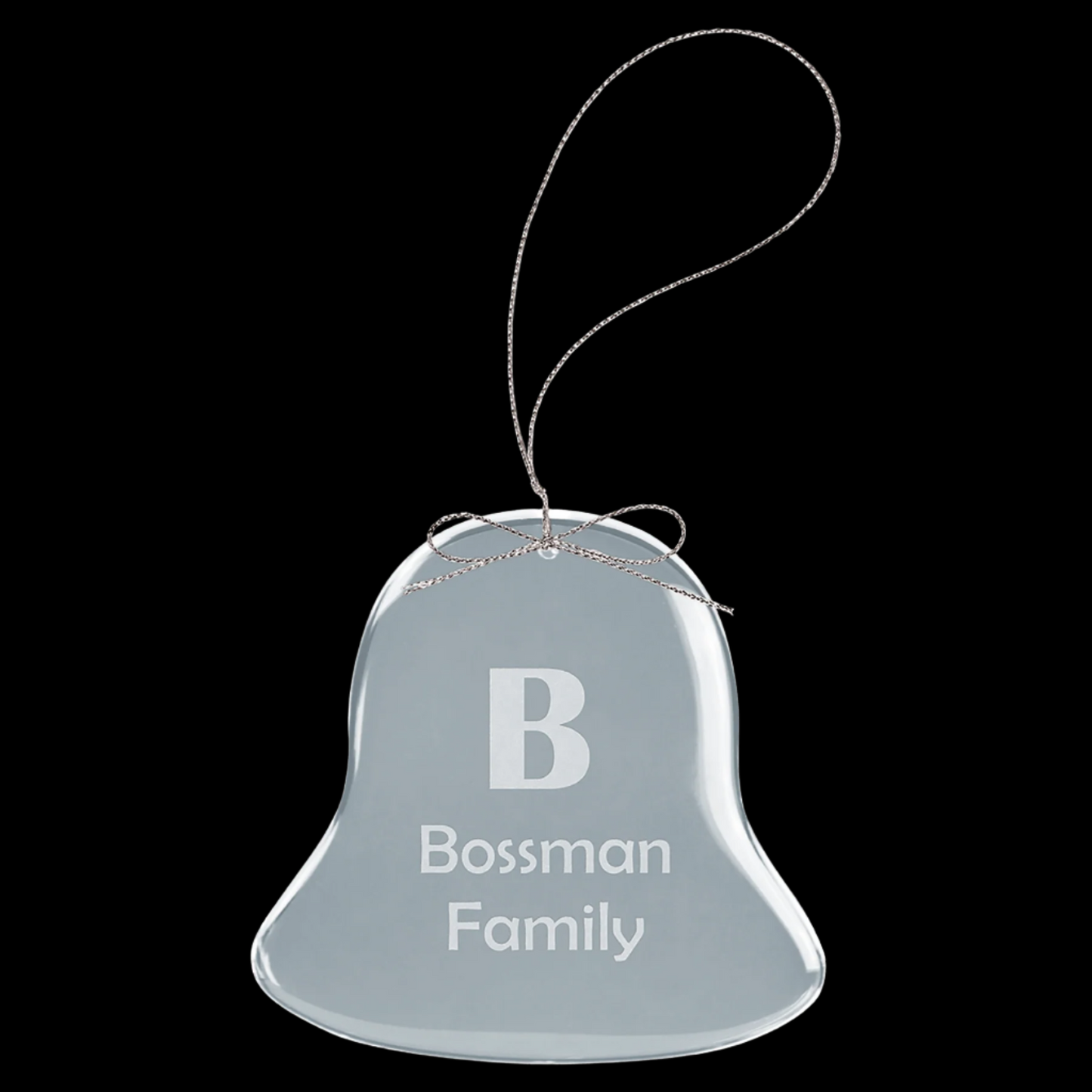 3" Clear Bell Glass Ornament with String