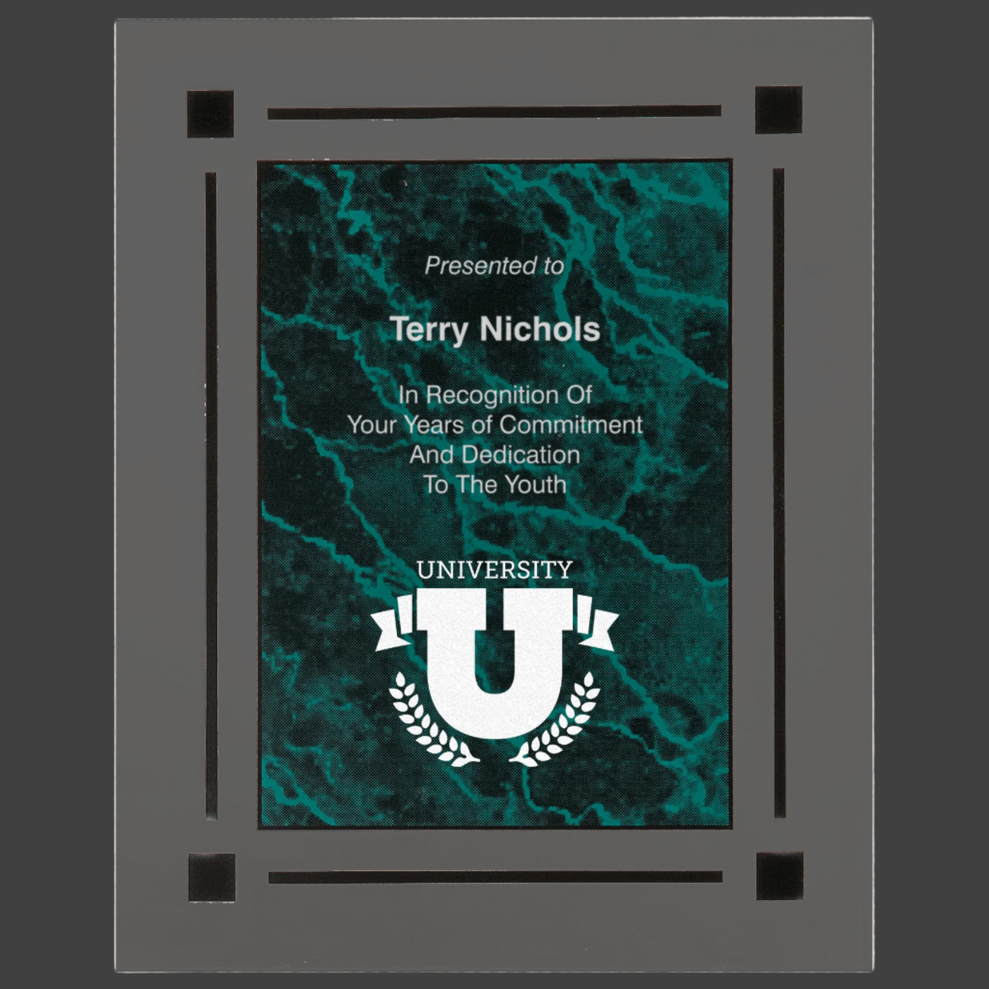 Green Marble Acrylic Clear-Plaq