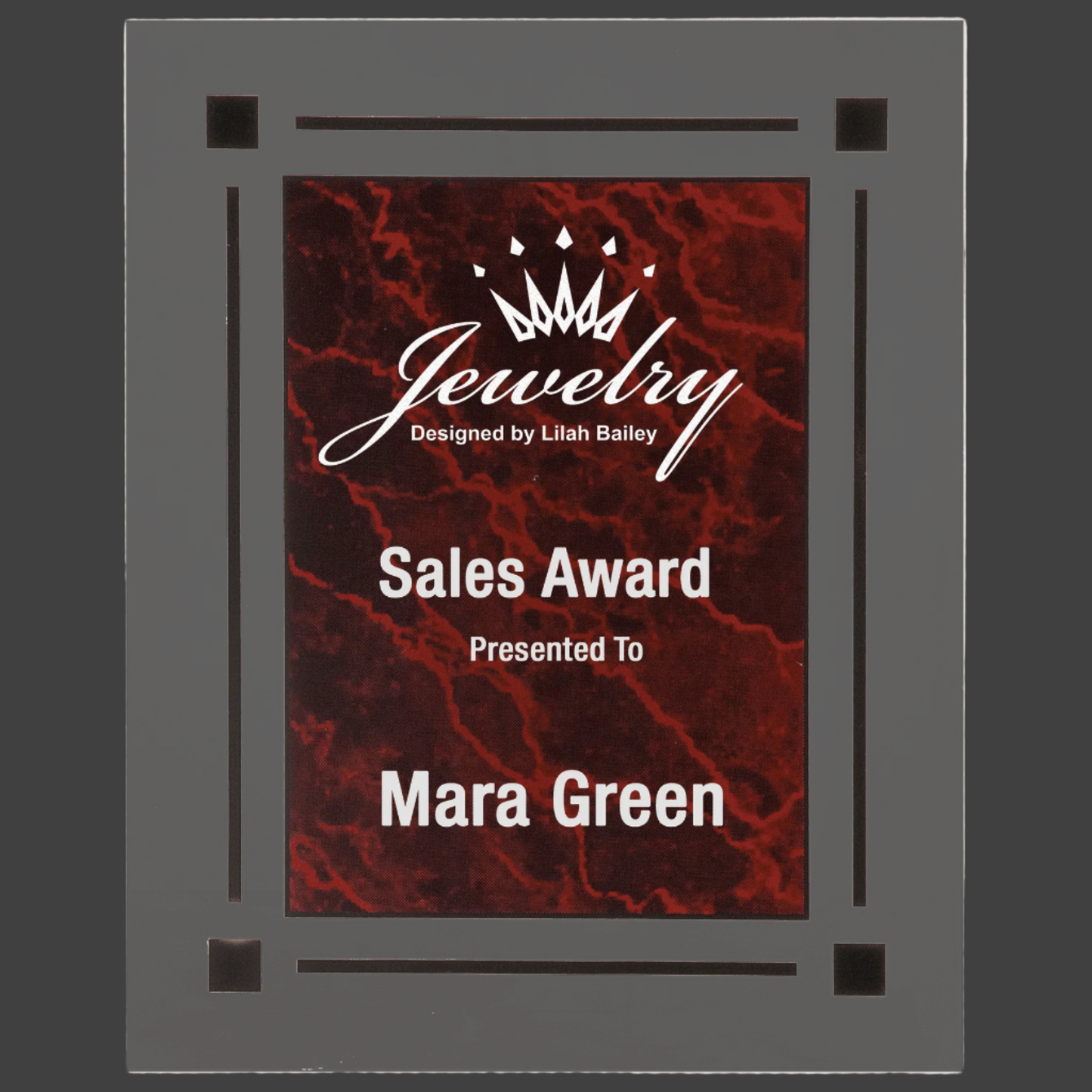 Red Marble Acrylic Clear-Plaq