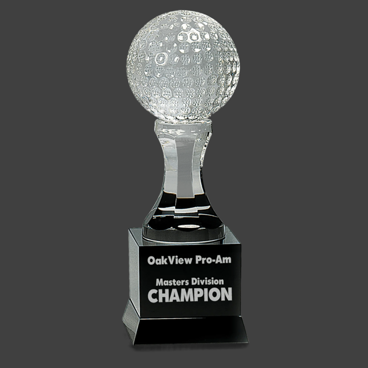 9" Crystal Golf Ball On Black Pedestal Base