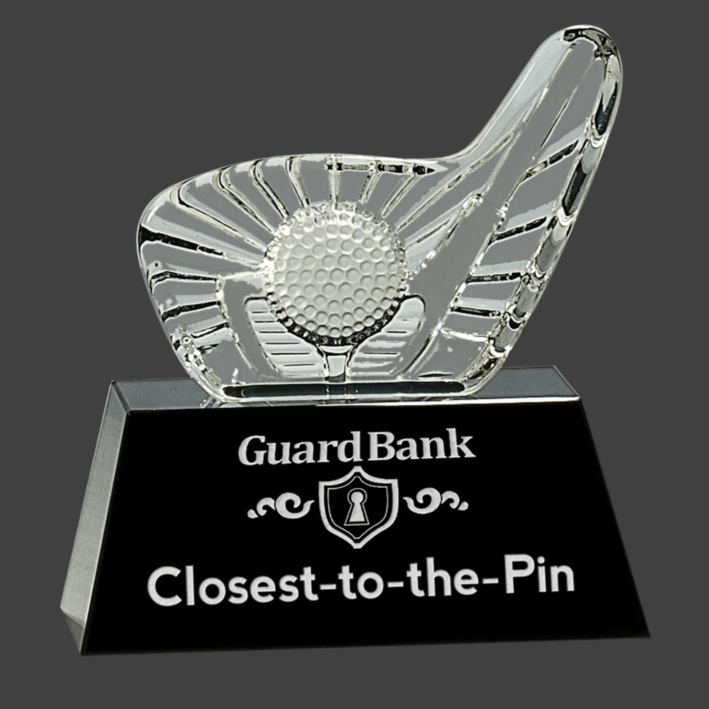 6" Crystal Golf Club & Ball On Black Base