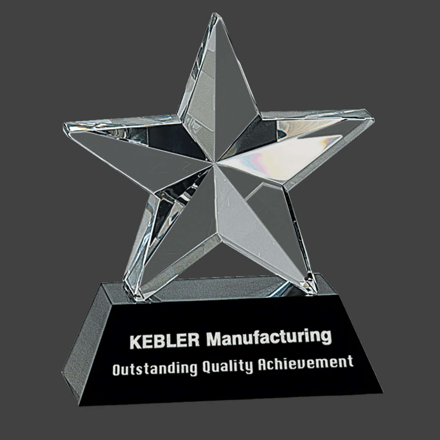 Crystal 3D Star On Black Base 6"