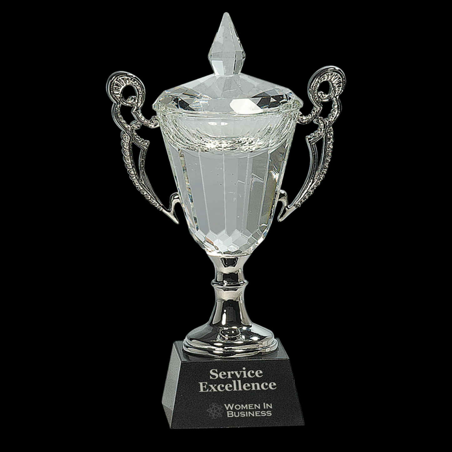 Crystal Cup with Silver Handles and Stem