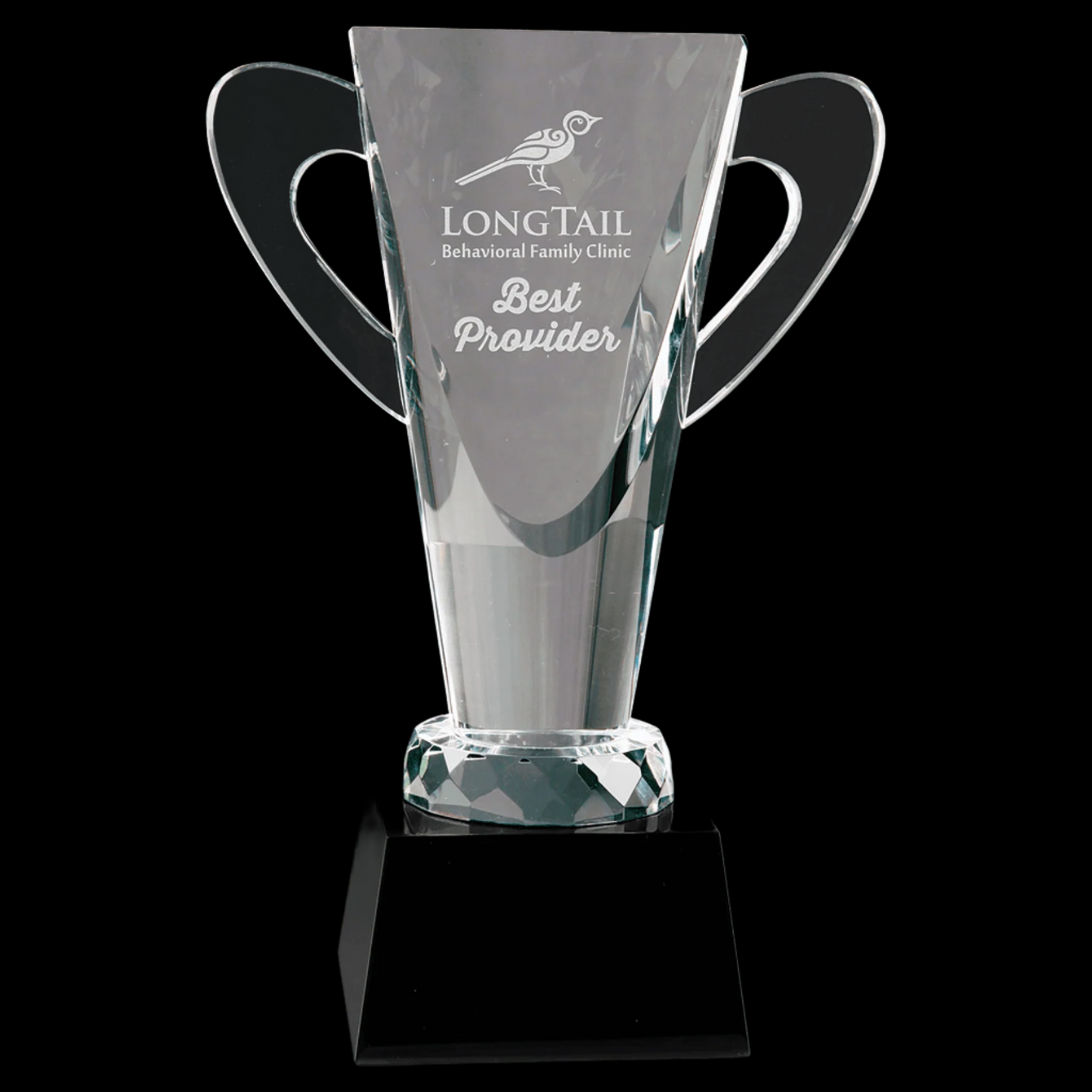 Crystal Cup with Faceted Ring Bottom On Black Pedestal Base