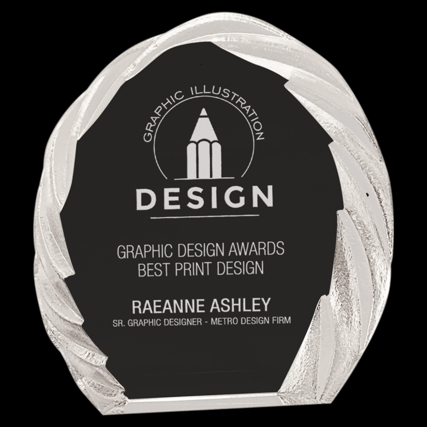 6" Oval Crystal with Decorative Edge