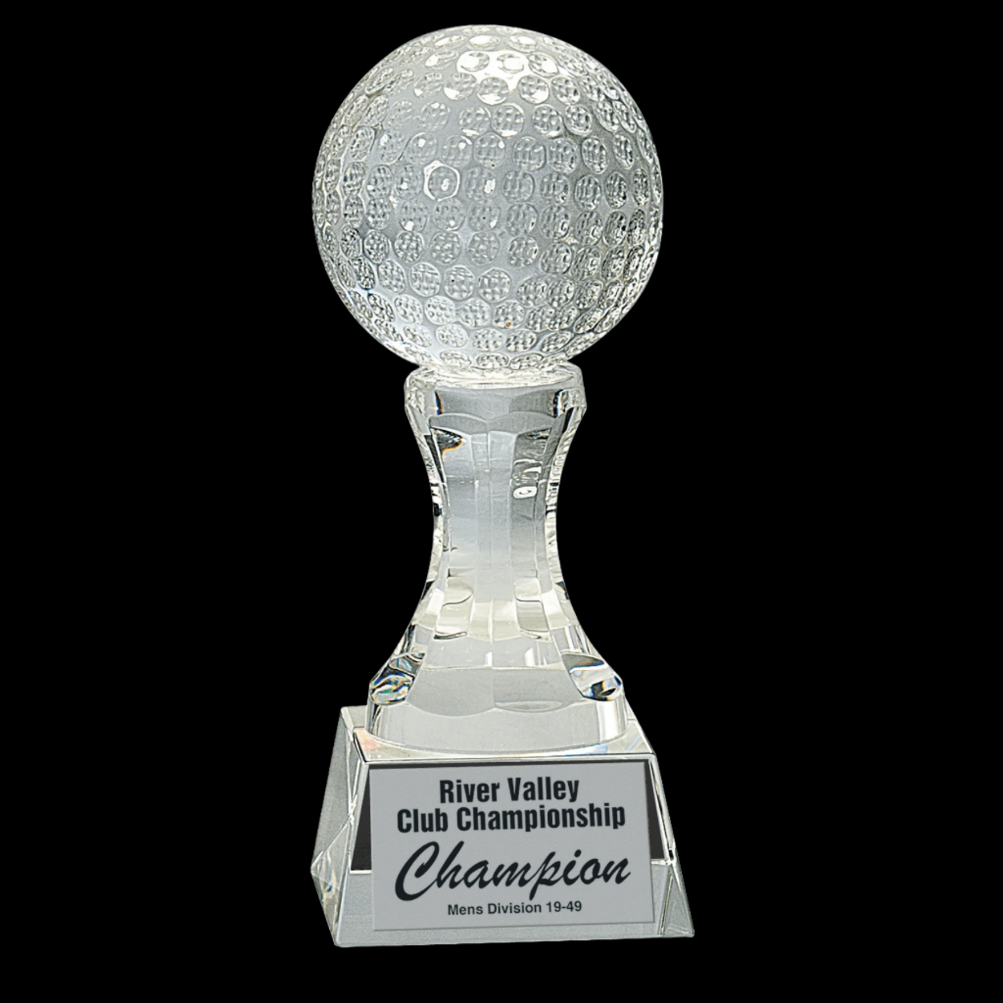 Crystal Golf Ball On Clear Pedestal Base