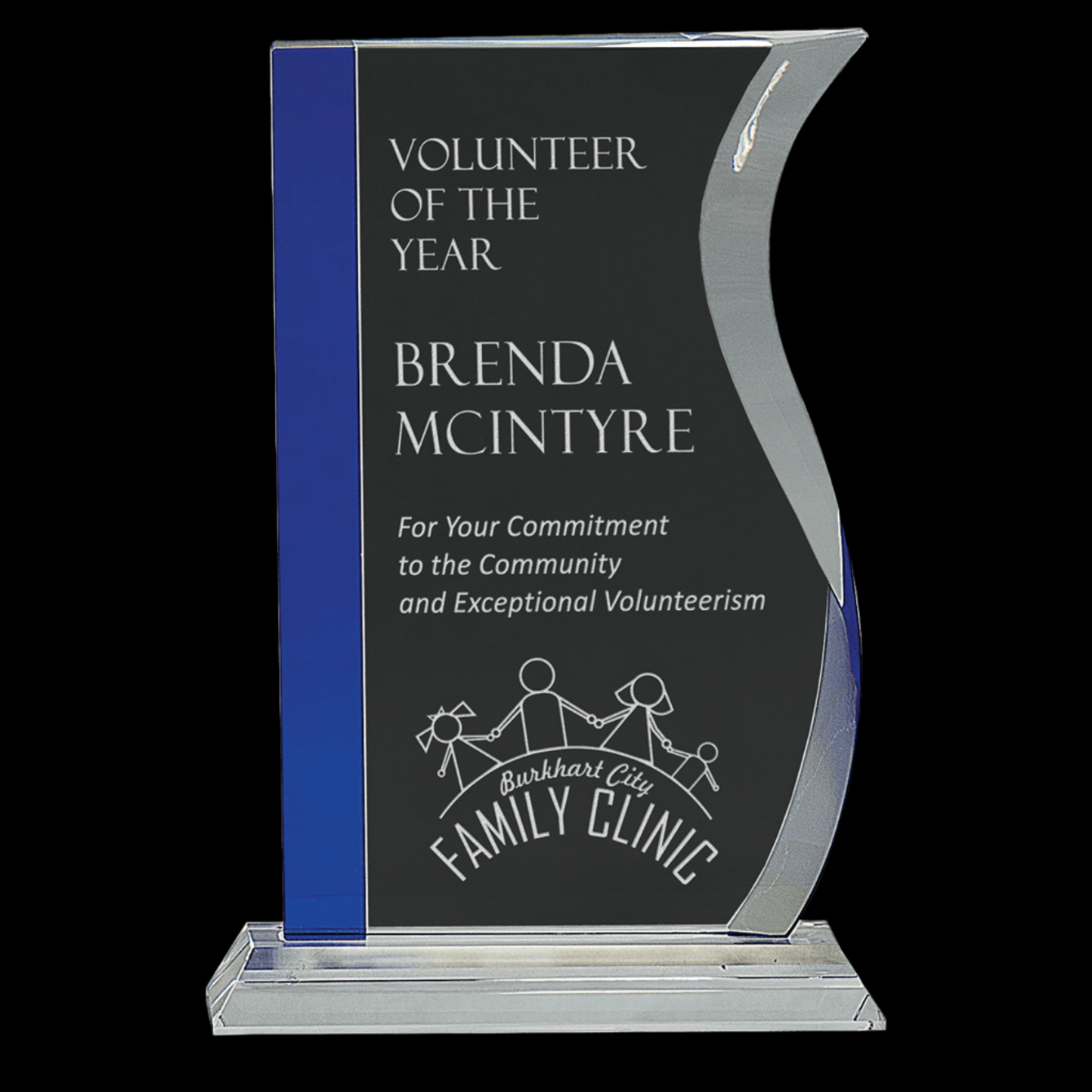 Blue Edge Crystal Wave On Clear Base