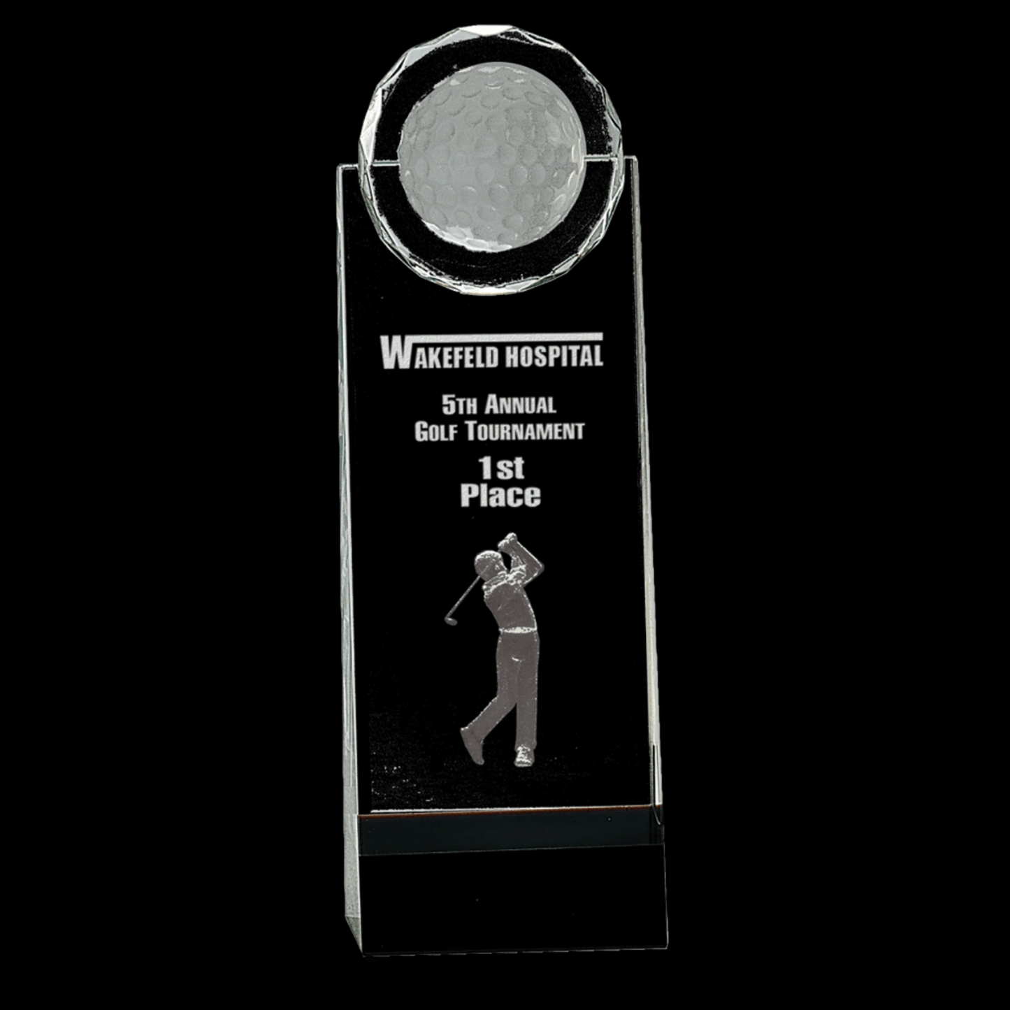 Clear/Black Crystal Standup with 3D Golfer