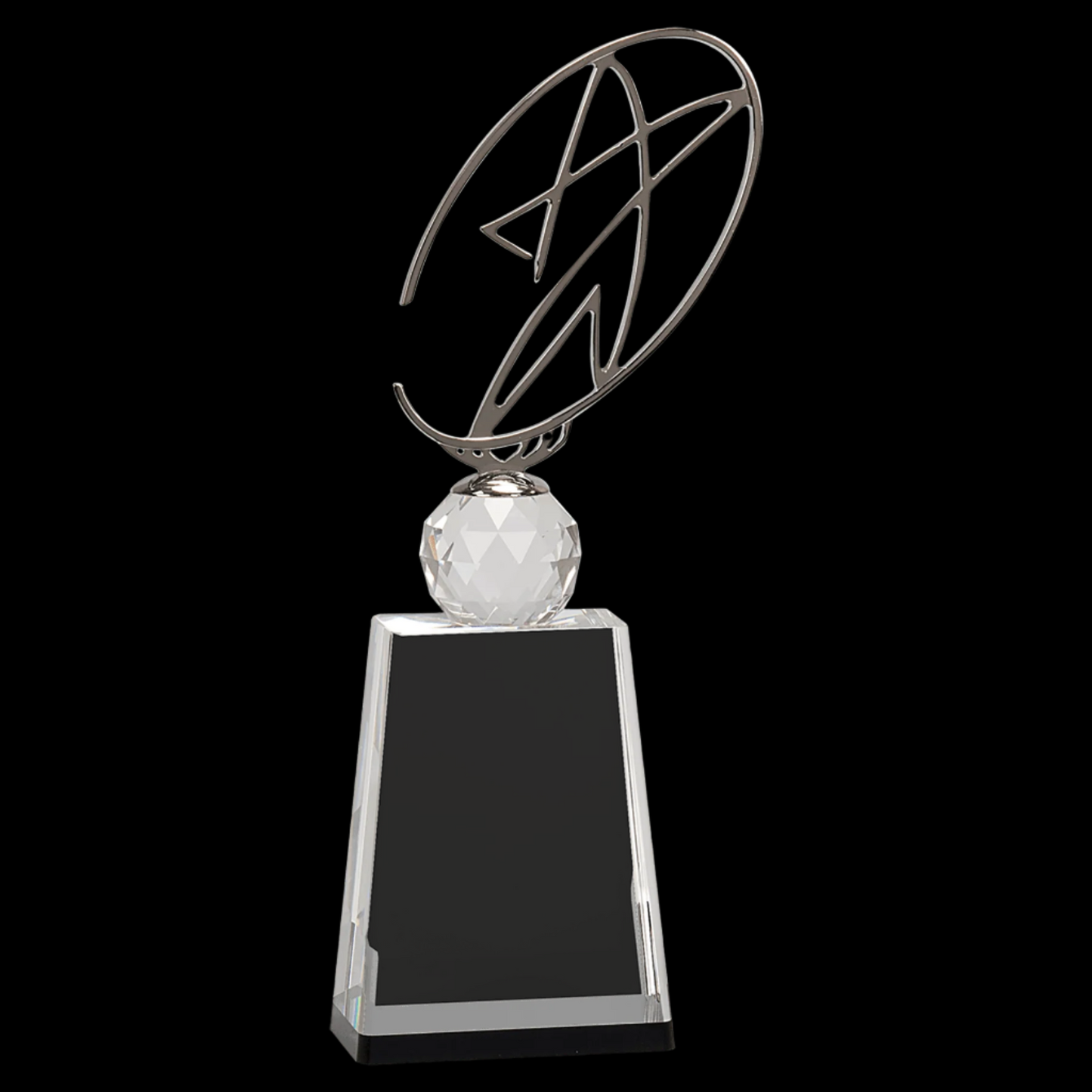 Clear/Black Crystal Award with Silver Metal Oval Star