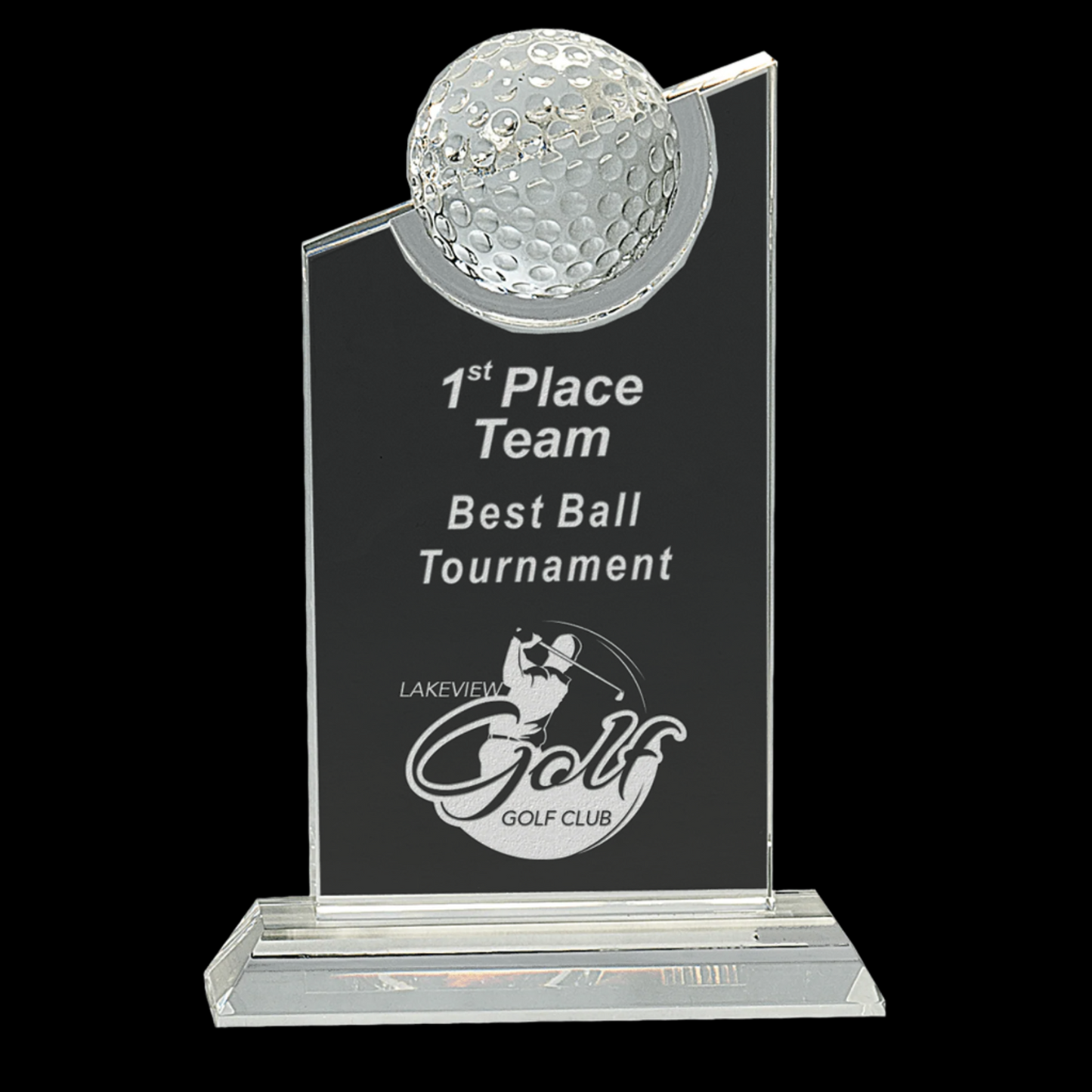 Clear Crystal with Inset Crystal Golf Ball On Clear Base