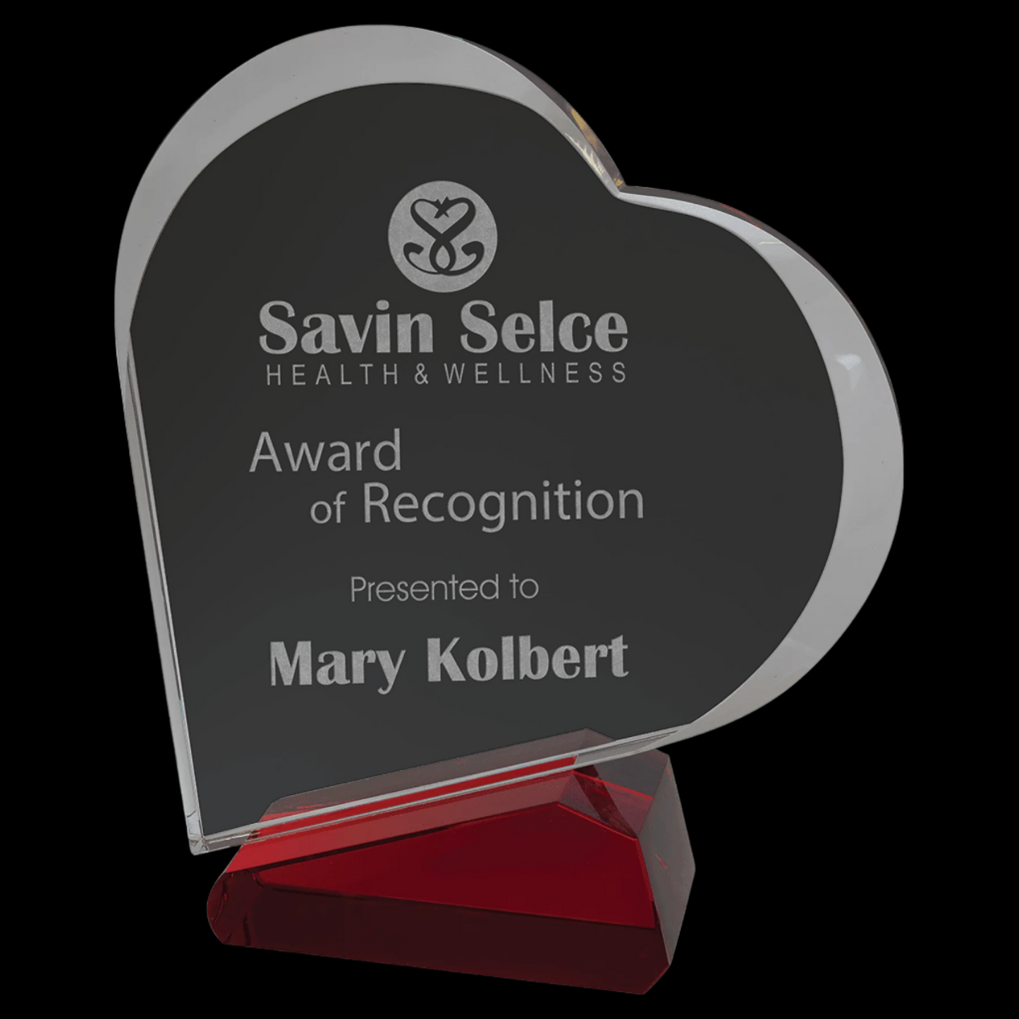 Clear/Red Crystal Slant Heart