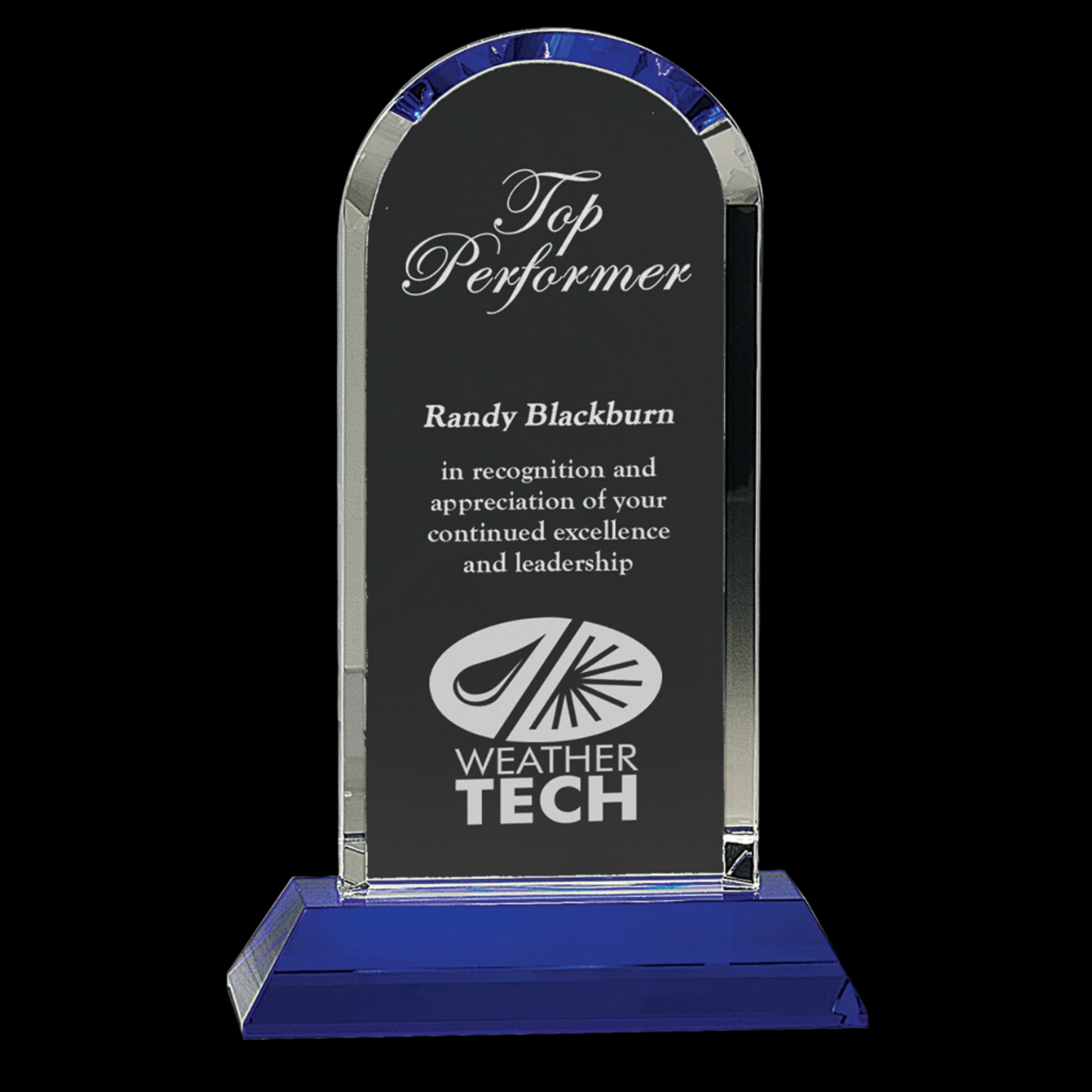 9.25" Clear Crystal Dome On Blue Pedestal Base