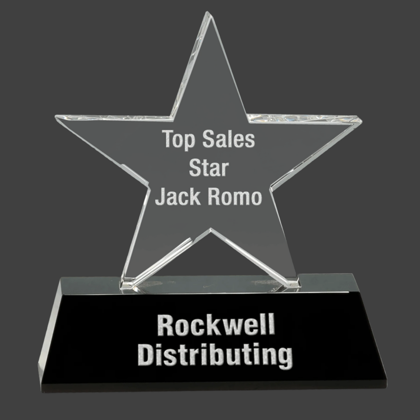 6.75" Clear Crystal Star On Black Pedestal Base