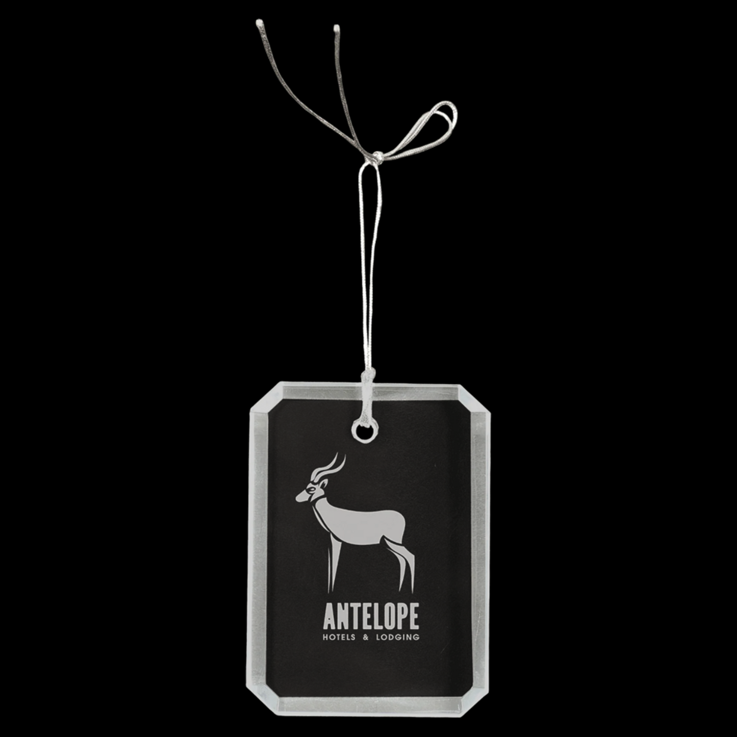 3" Crystal Rectangle Clipped Corner Ornament