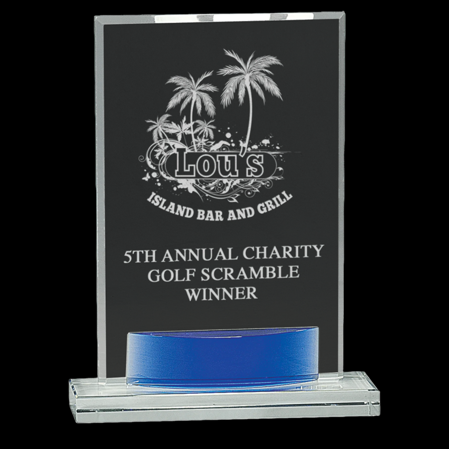 Crystal Rectangle with Blue Accent