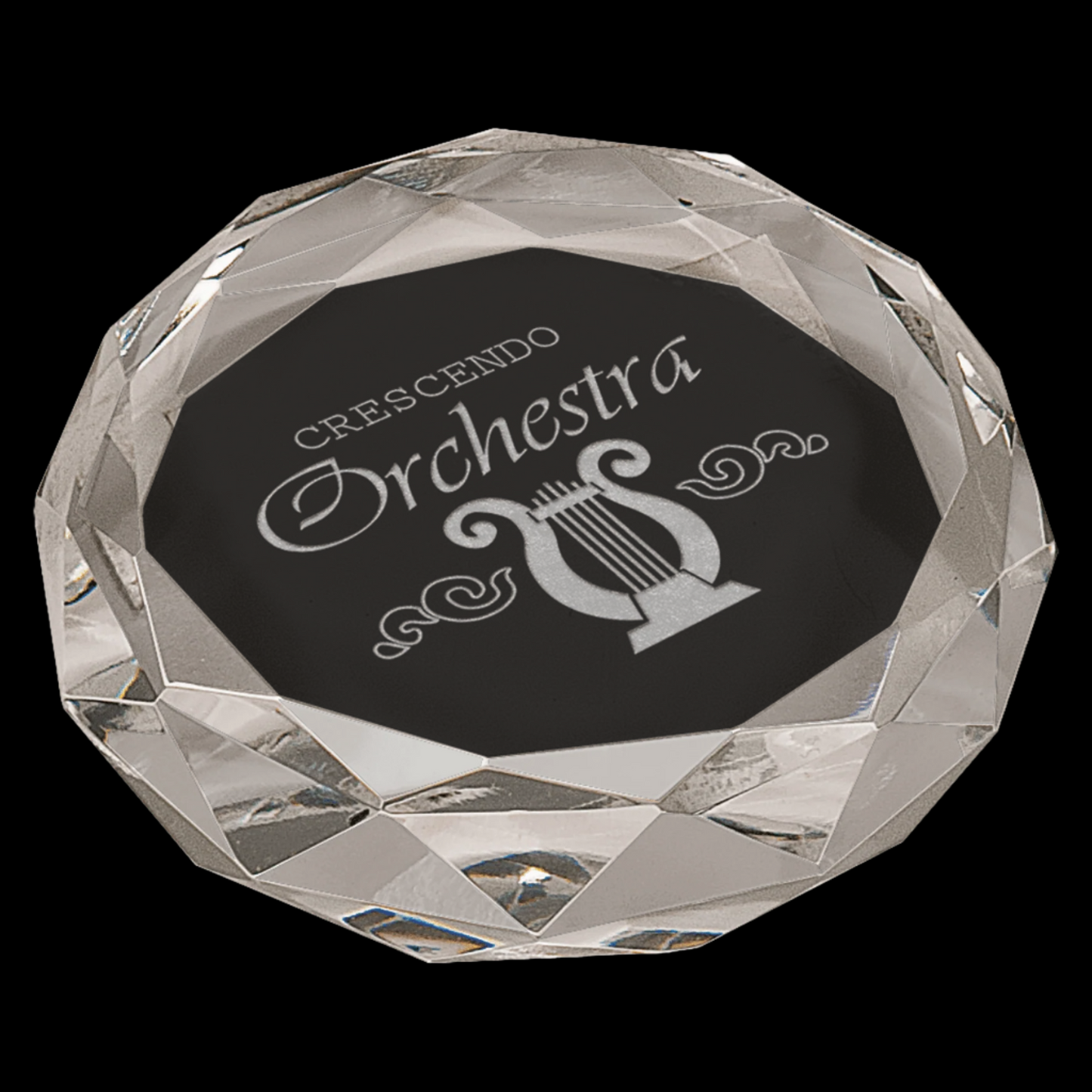 3" Clear Round Faceted Crystal Paperweight