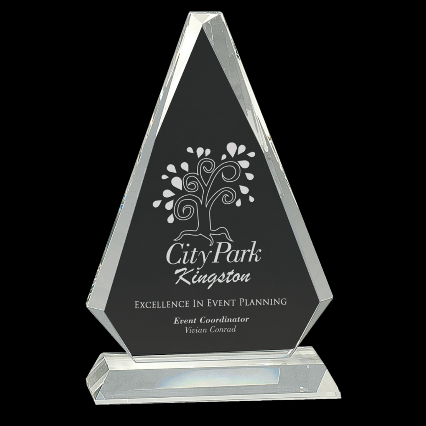 Clear Crystal Triangle On Clear Pedestal Base