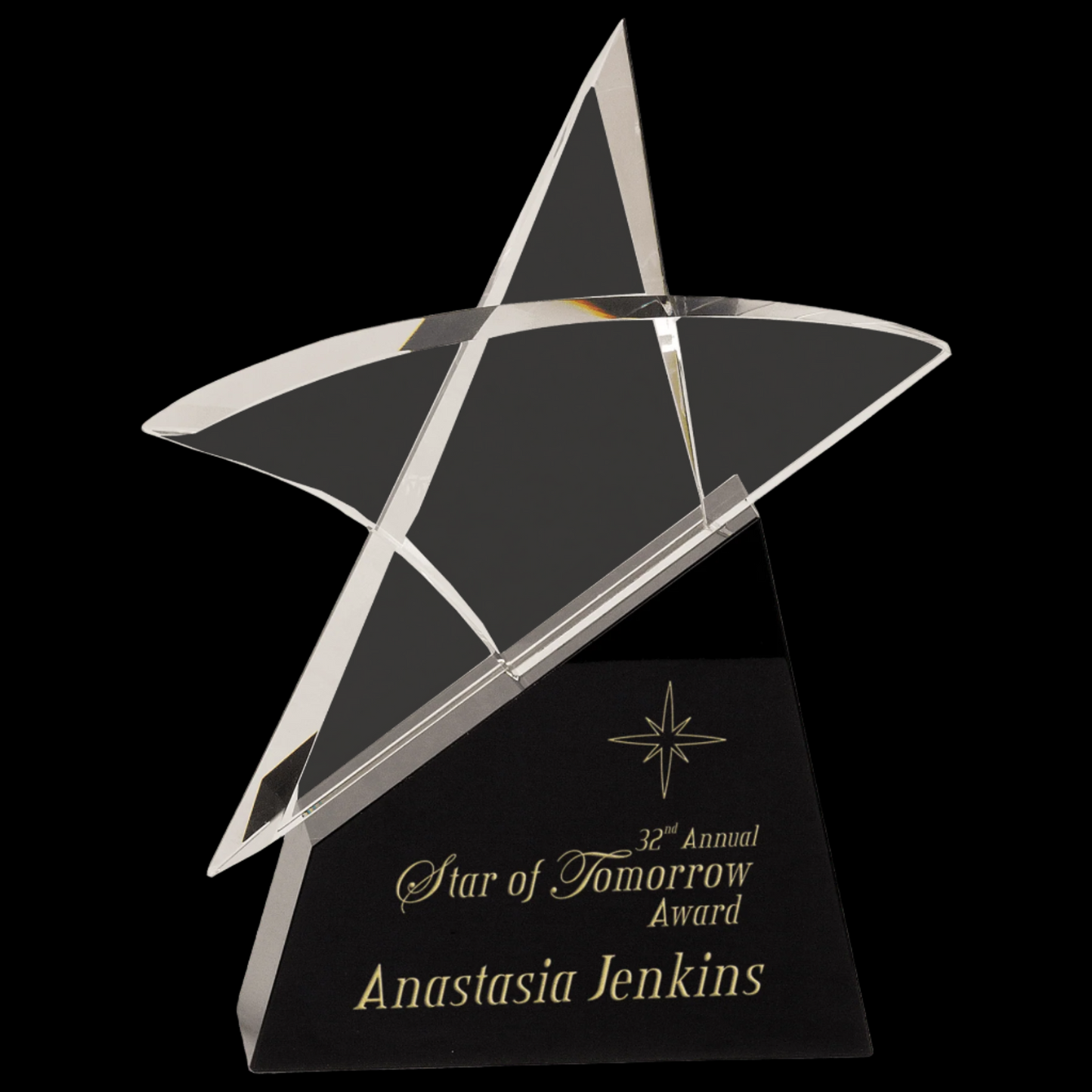 Clear Crystal Outline Star On Black Base