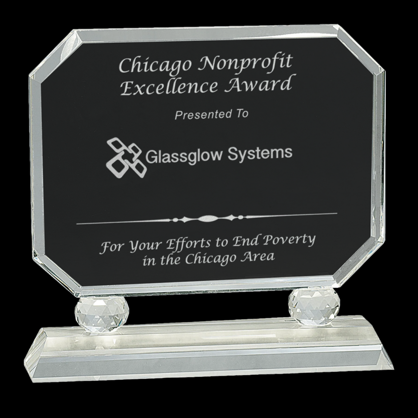 Rectangle Crystal On Clear Pedestal Base