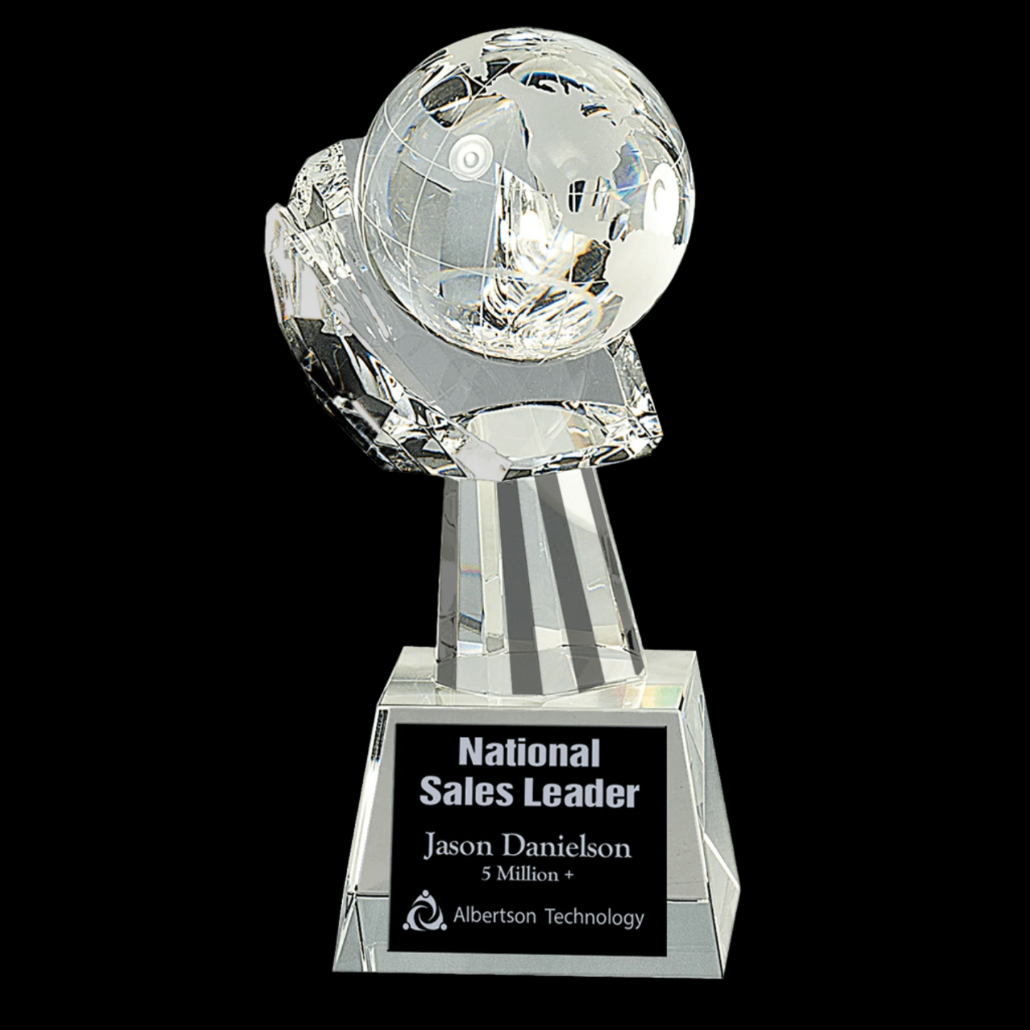 8" Clear Crystal Globe In Hand